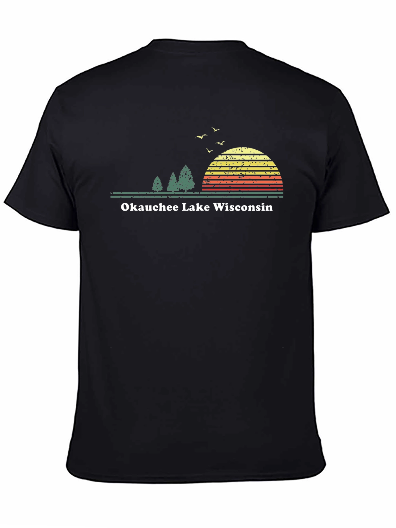 Okauchee Lake Wisconsin Tee - Retro Sunset Design