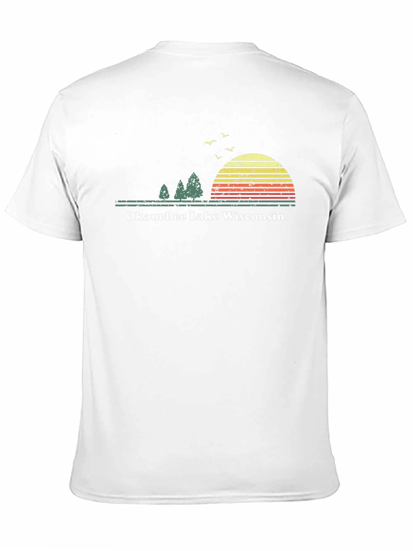 Okauchee Lake Wisconsin Tee - Retro Sunset Design