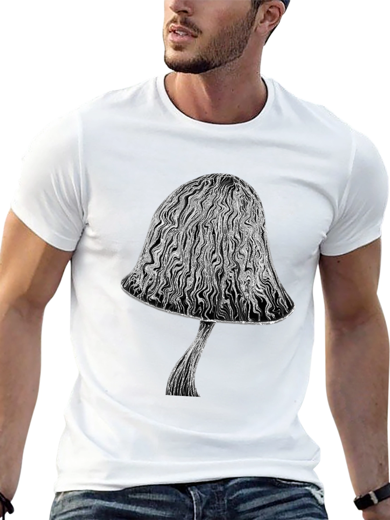 Mushroom Graphic Tee - Unique Black T-Shirt