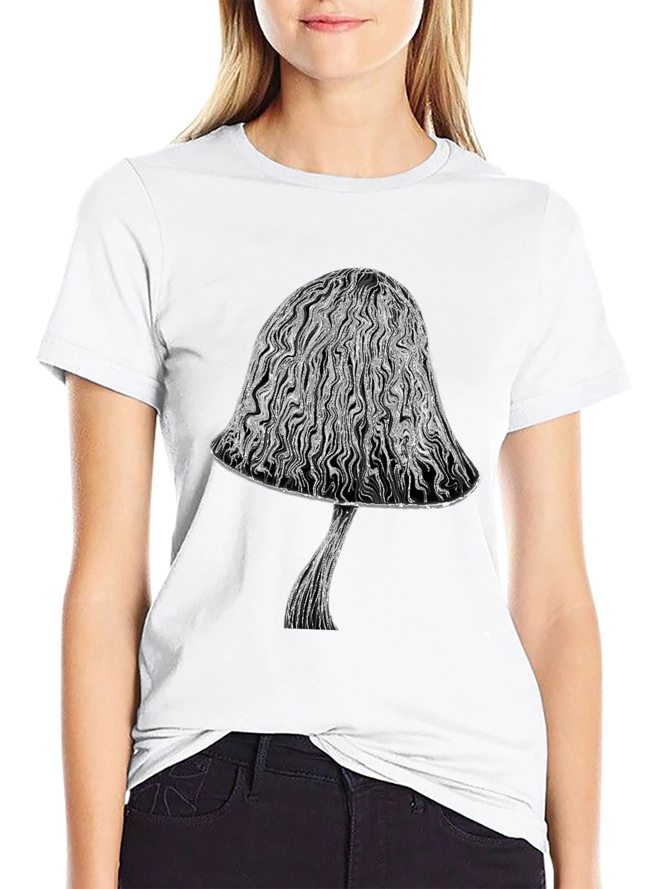 Mushroom Graphic Tee - Unique Black T-Shirt