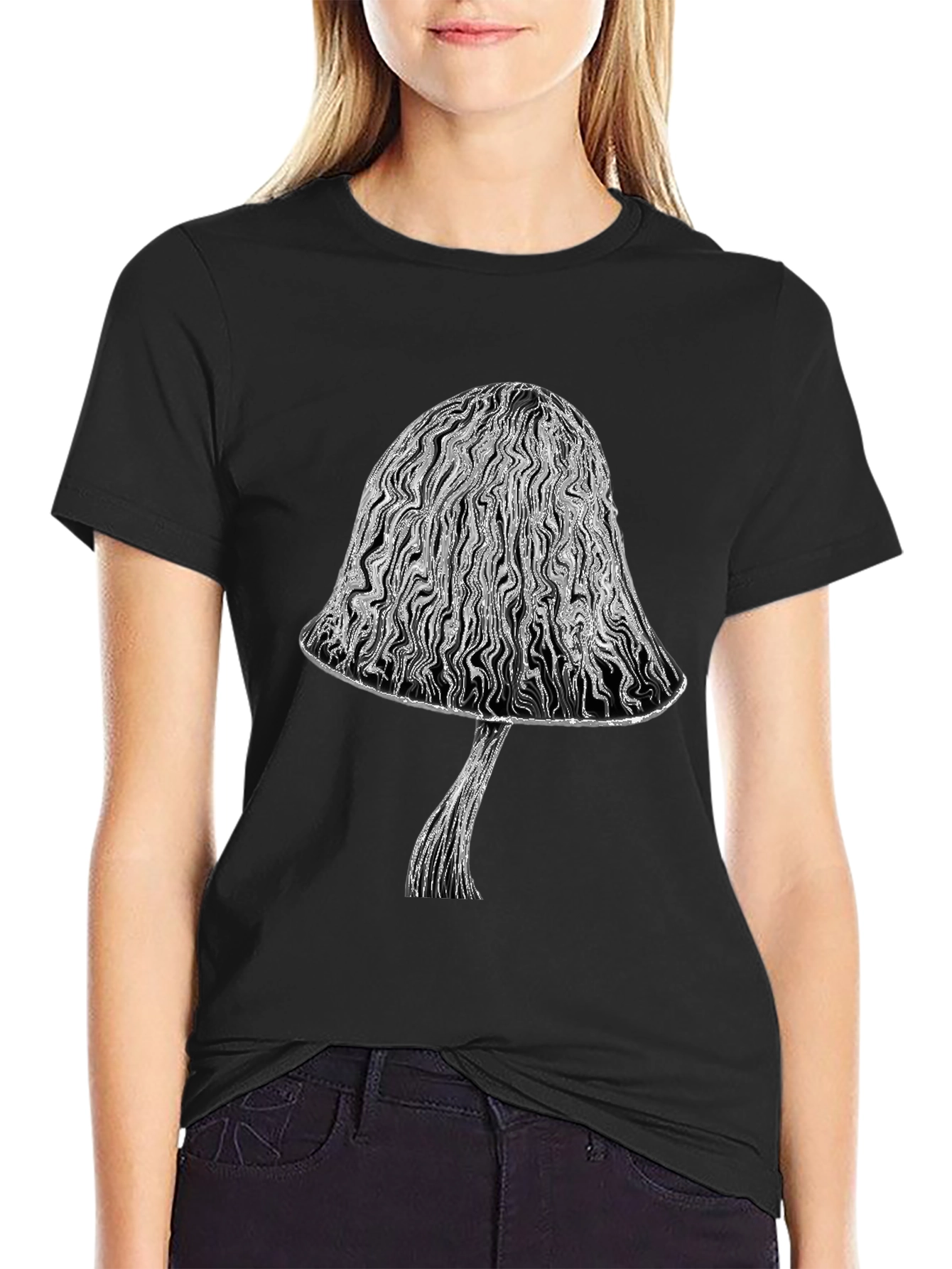 Mushroom Graphic Tee - Unique Black T-Shirt