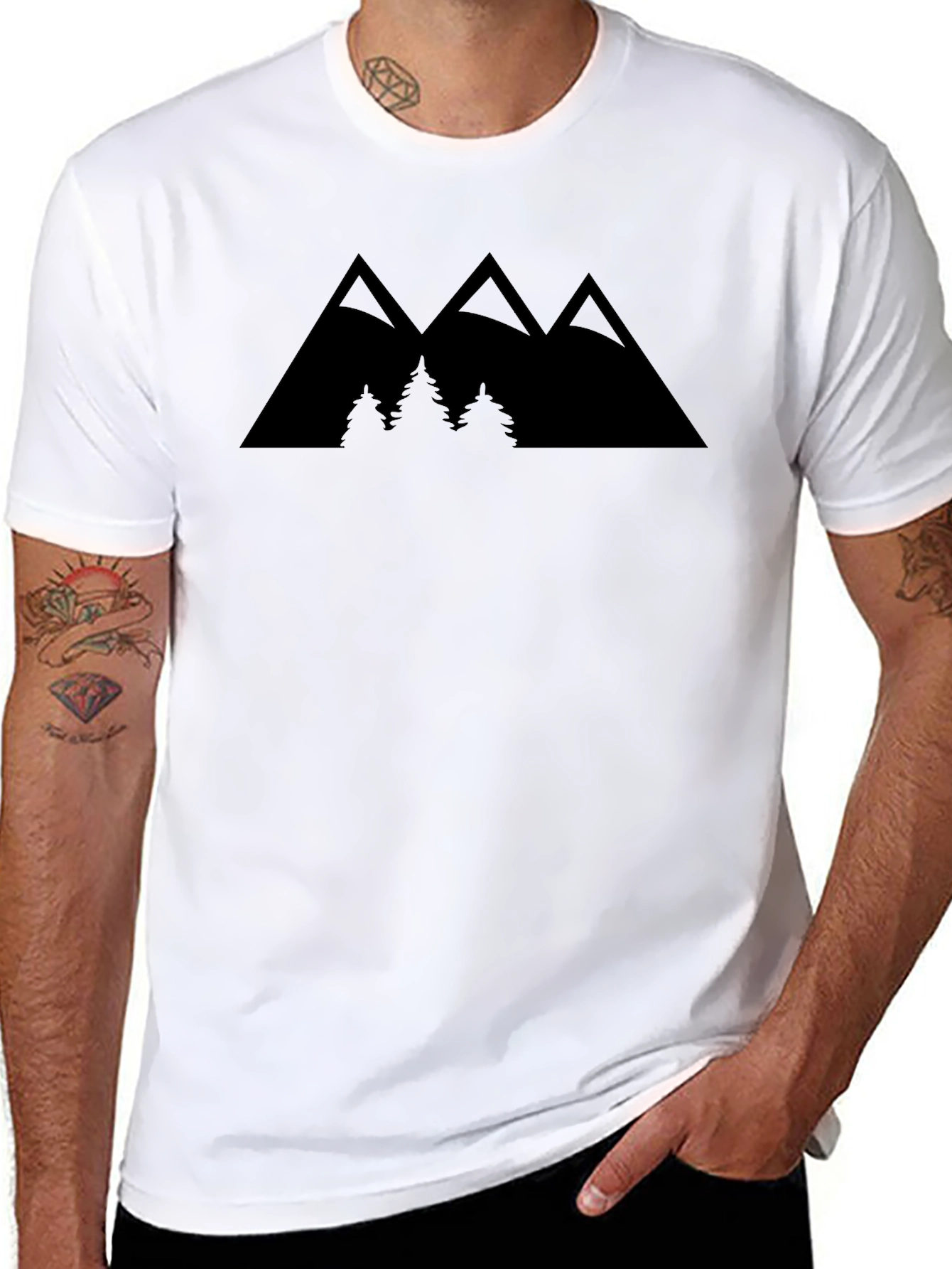 Mountain Peak Graphic Tee - Black Casual Shirt