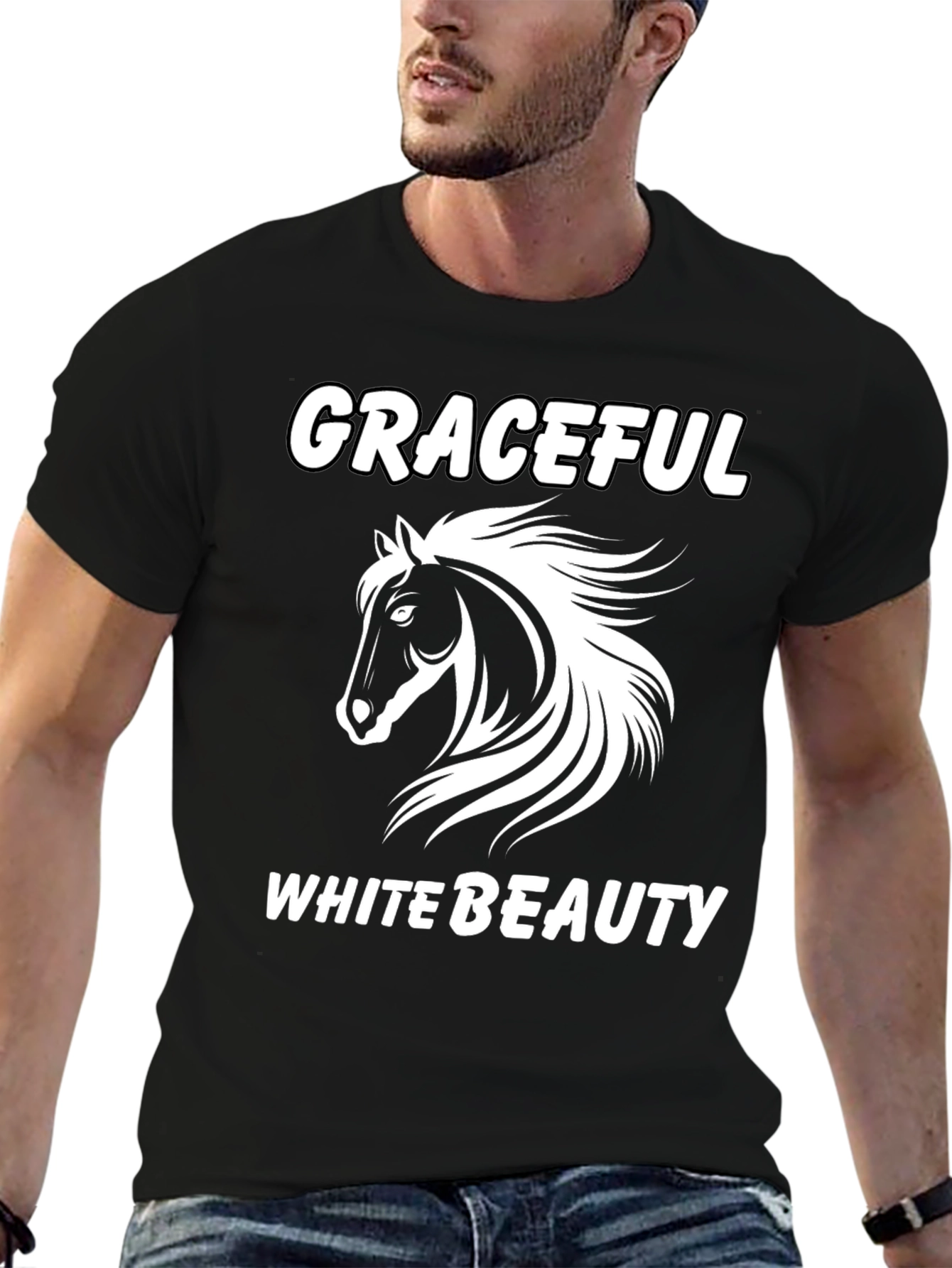 Graceful White Beauty Horse Graphic T-Shirt