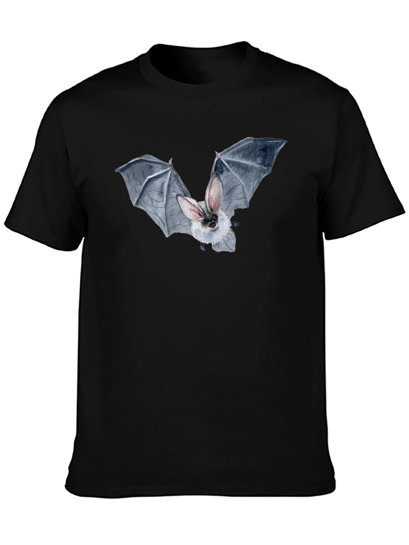 Bat Graphic Tee - Black Cotton T-Shirt