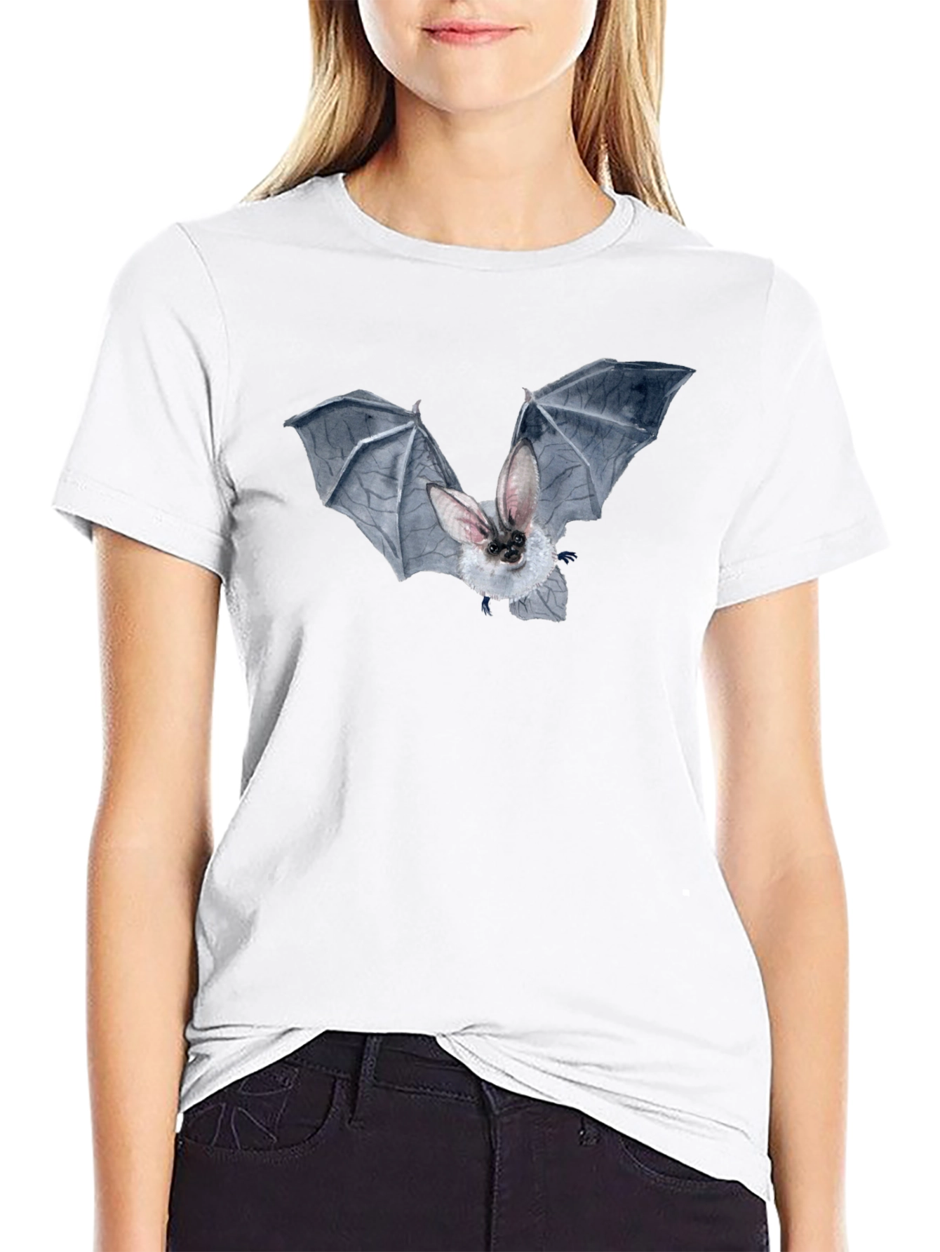 Bat Graphic Tee - Black Cotton T-Shirt