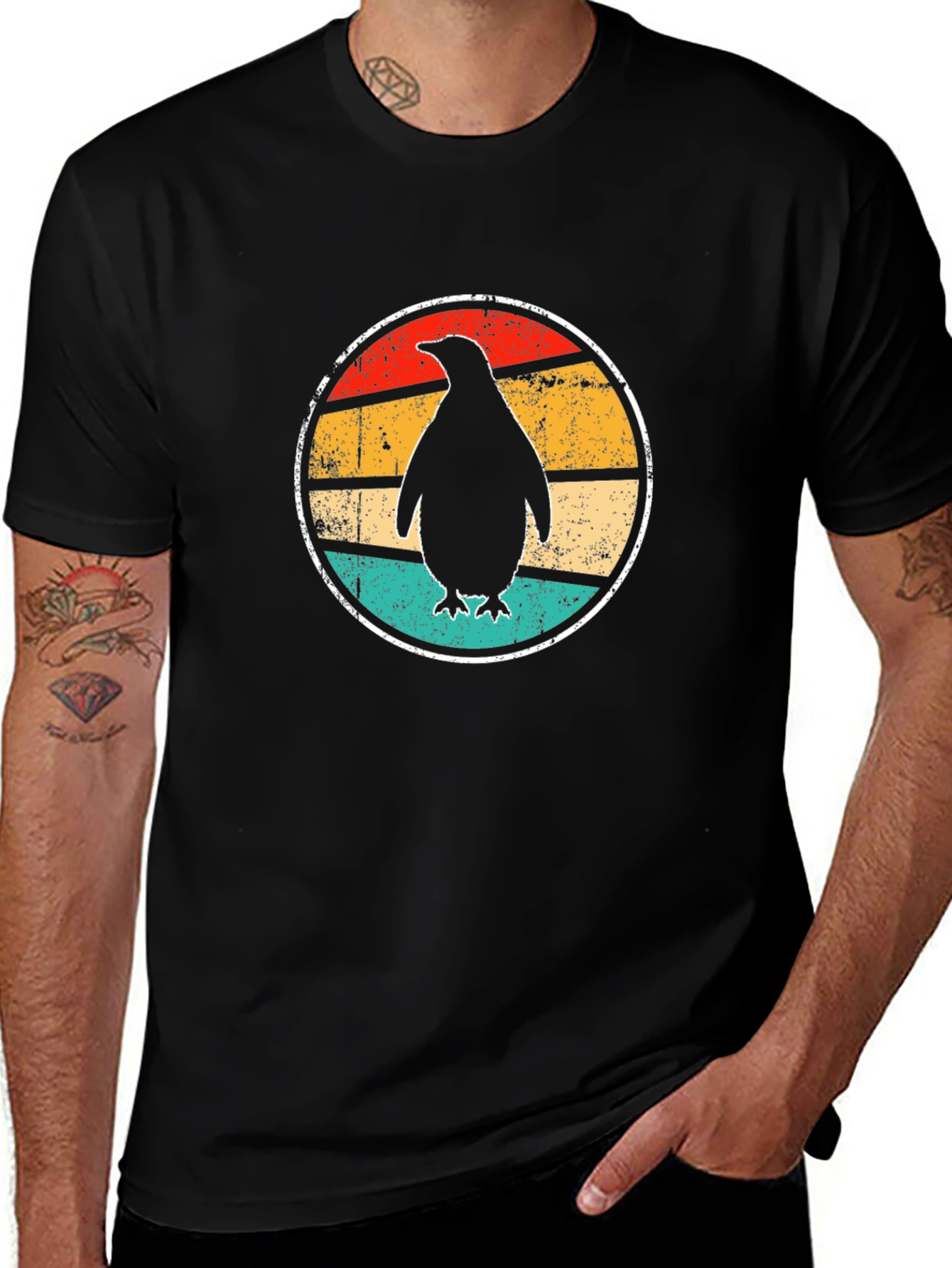 Retro Penguin Circle Graphic Tee