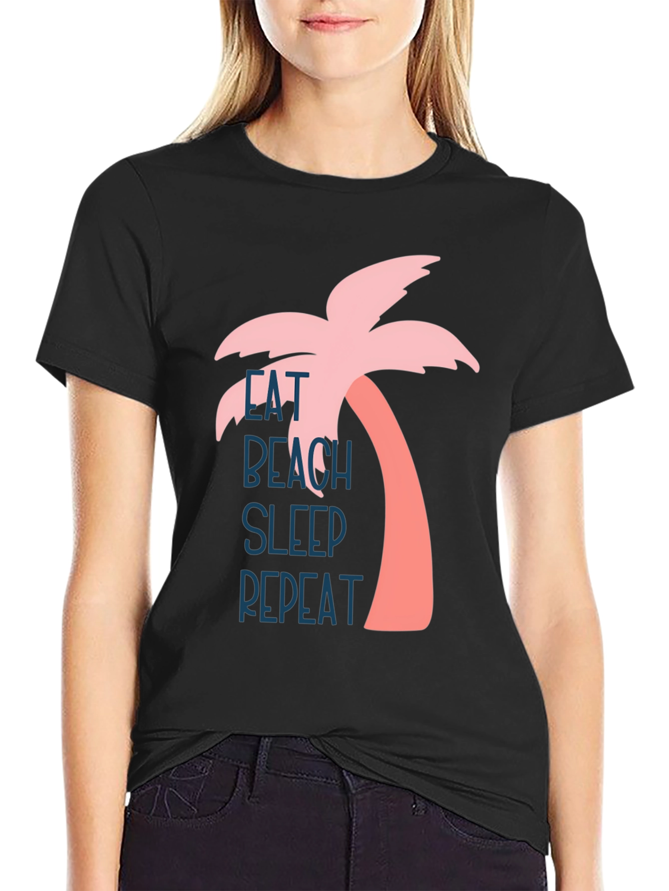 Eat Beach Sleep Repeat Palm Tree Graphic Tee