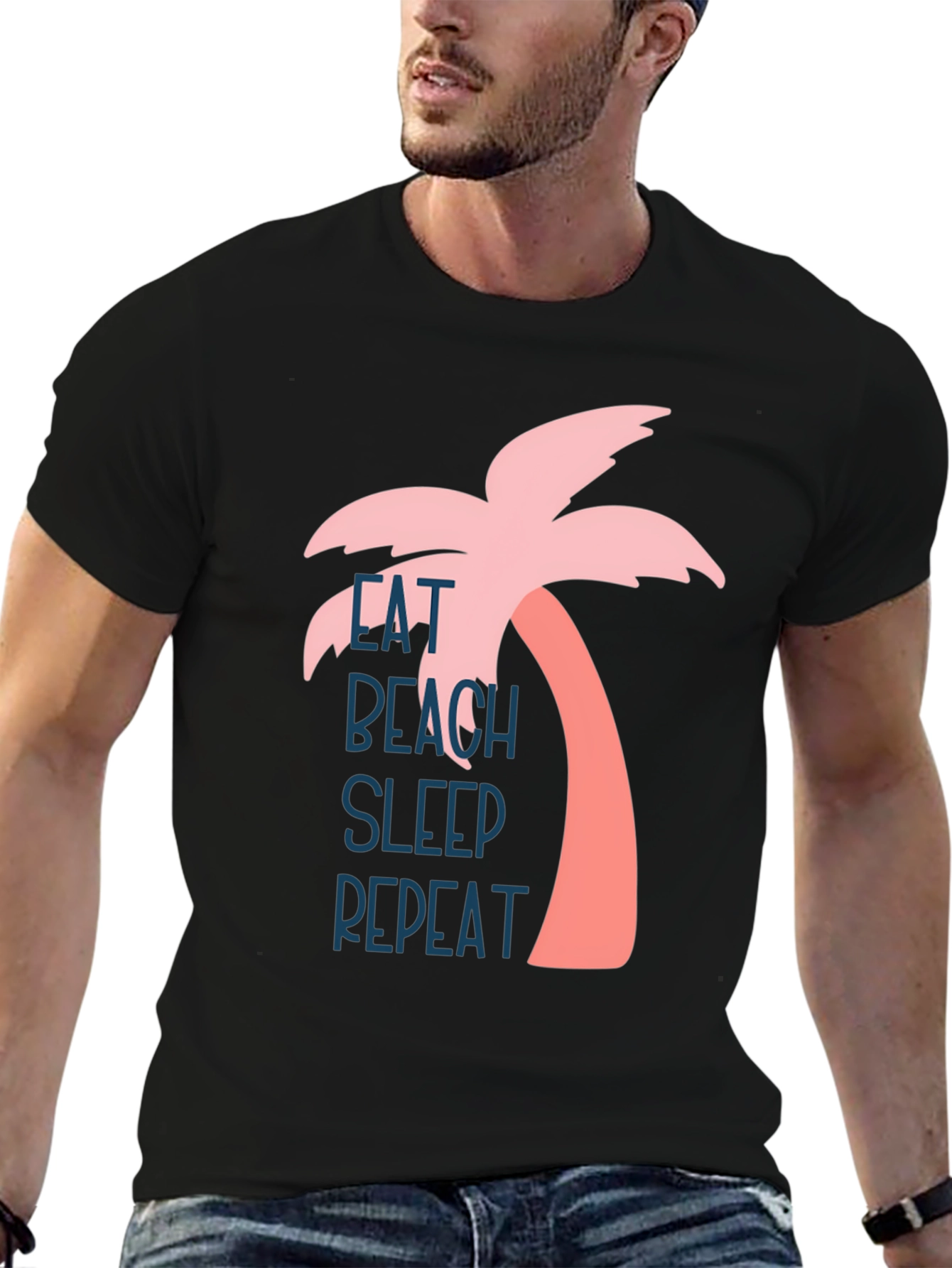 Eat Beach Sleep Repeat Palm Tree Graphic Tee