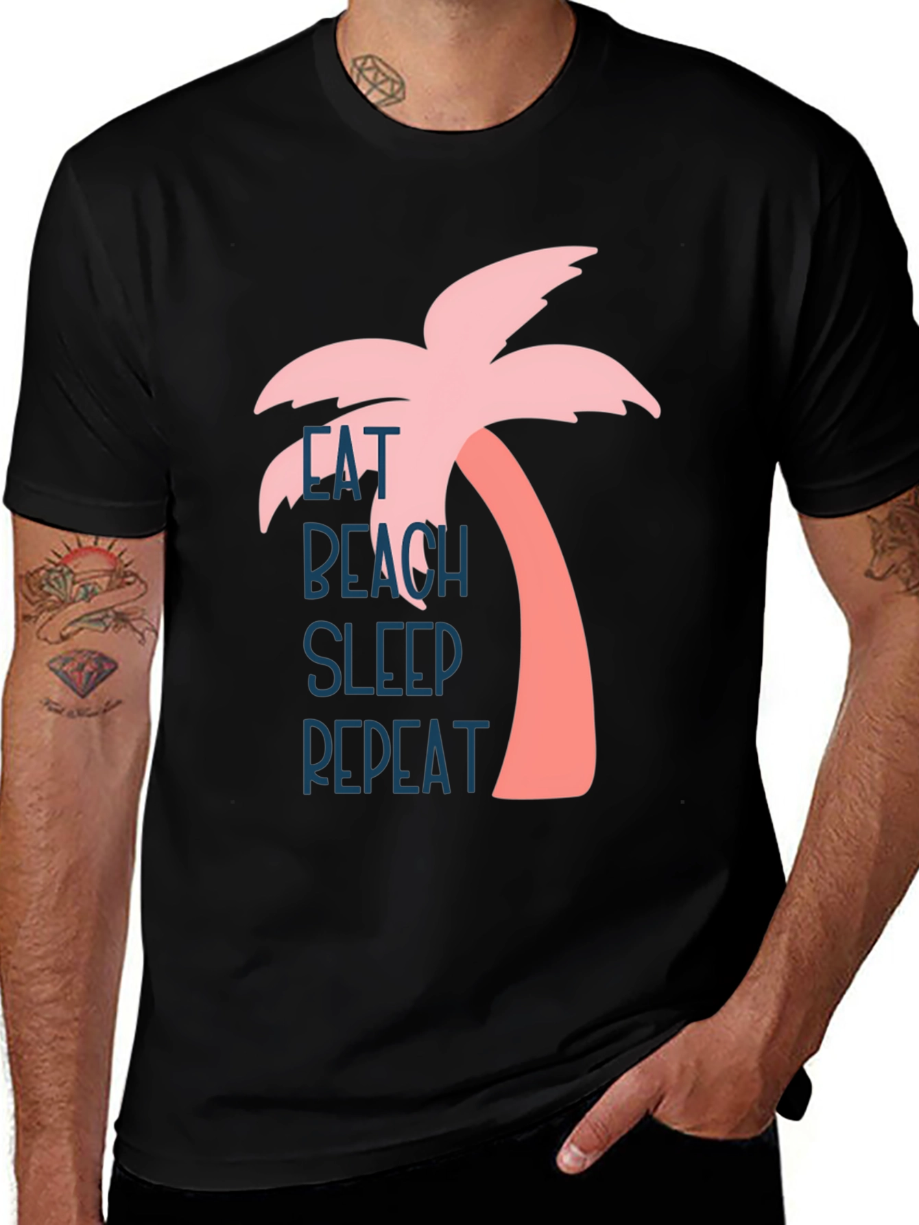 Eat Beach Sleep Repeat Palm Tree Graphic Tee