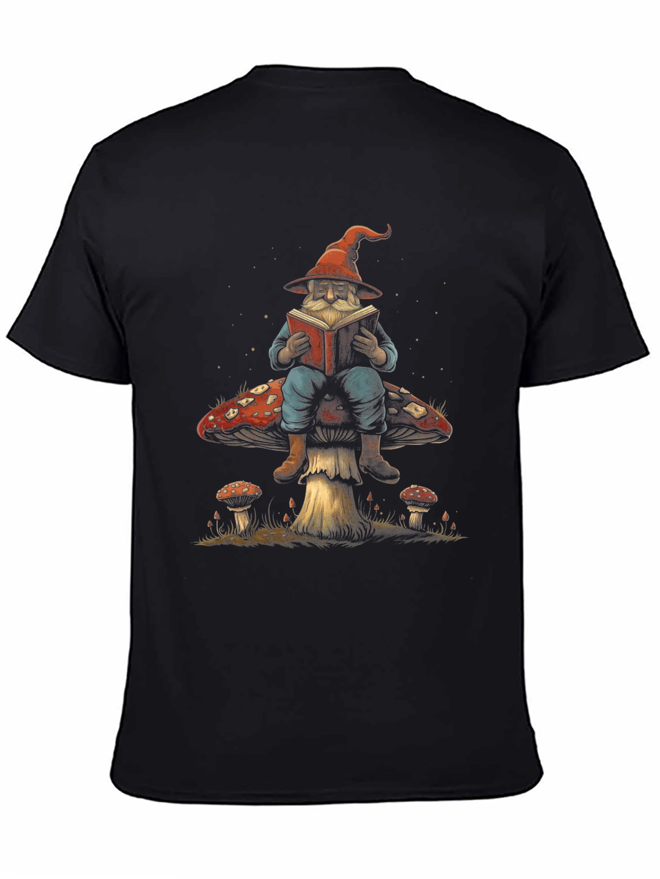 Wizard on Mushroom T-Shirt - Whimsical Design