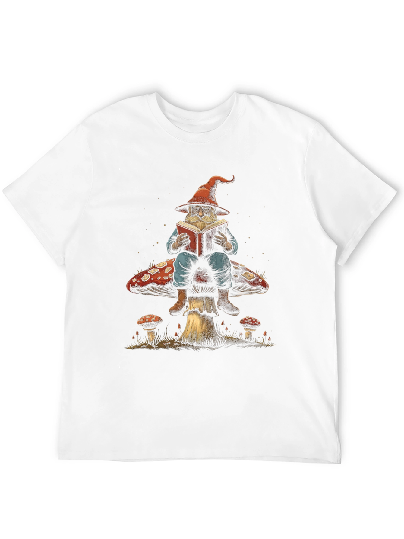 Wizard on Mushroom T-Shirt - Whimsical Design