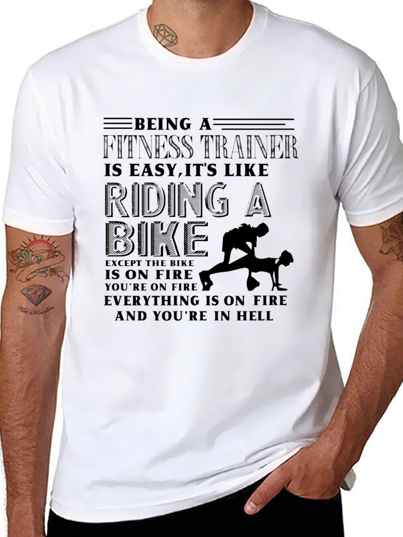 Fitness Trainer Hell Bike Graphic Tee