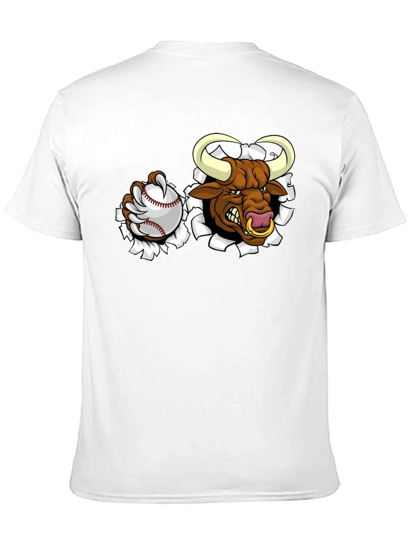 Angry Bull Baseball Black T-Shirt