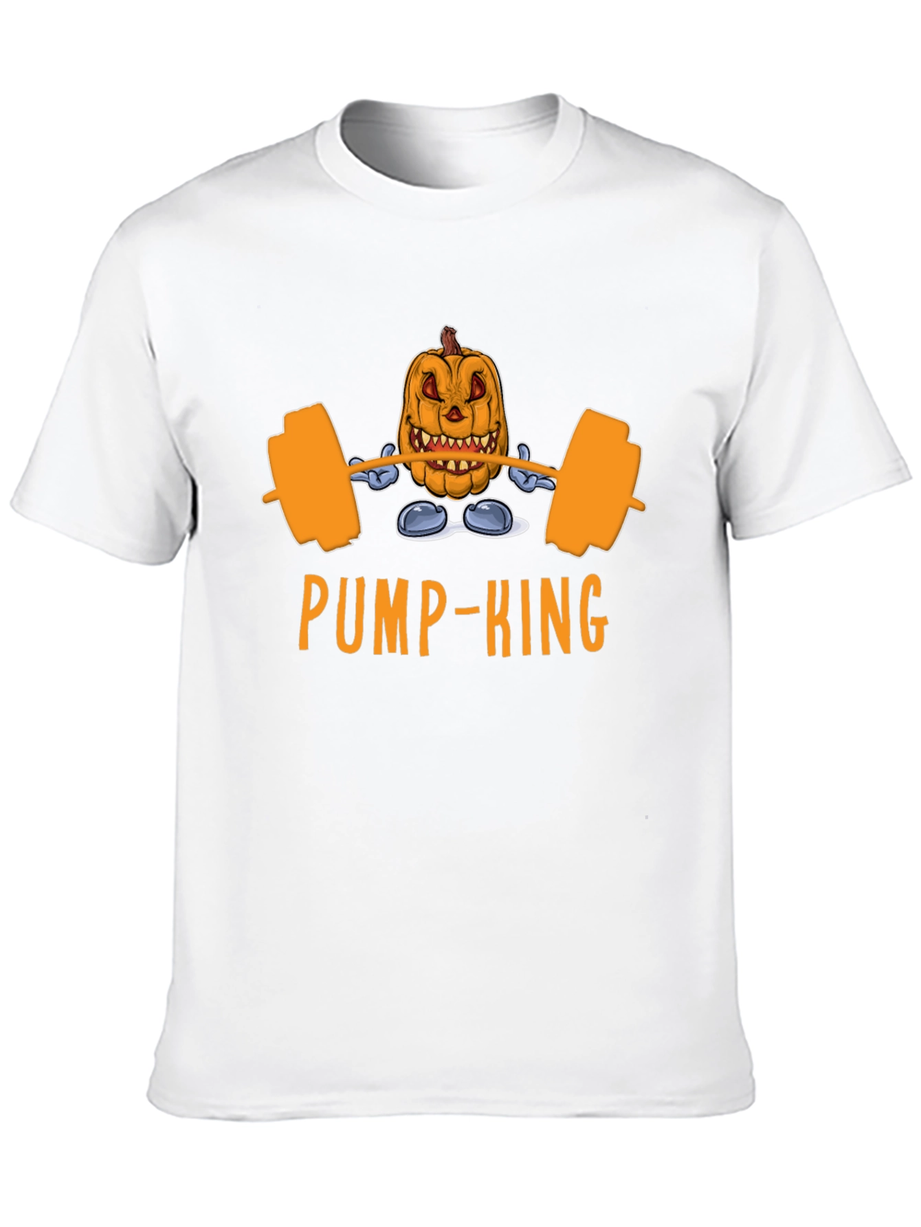 PUMP-KING Halloween Gym T-Shirt - Jacked Pumpkin Barbell