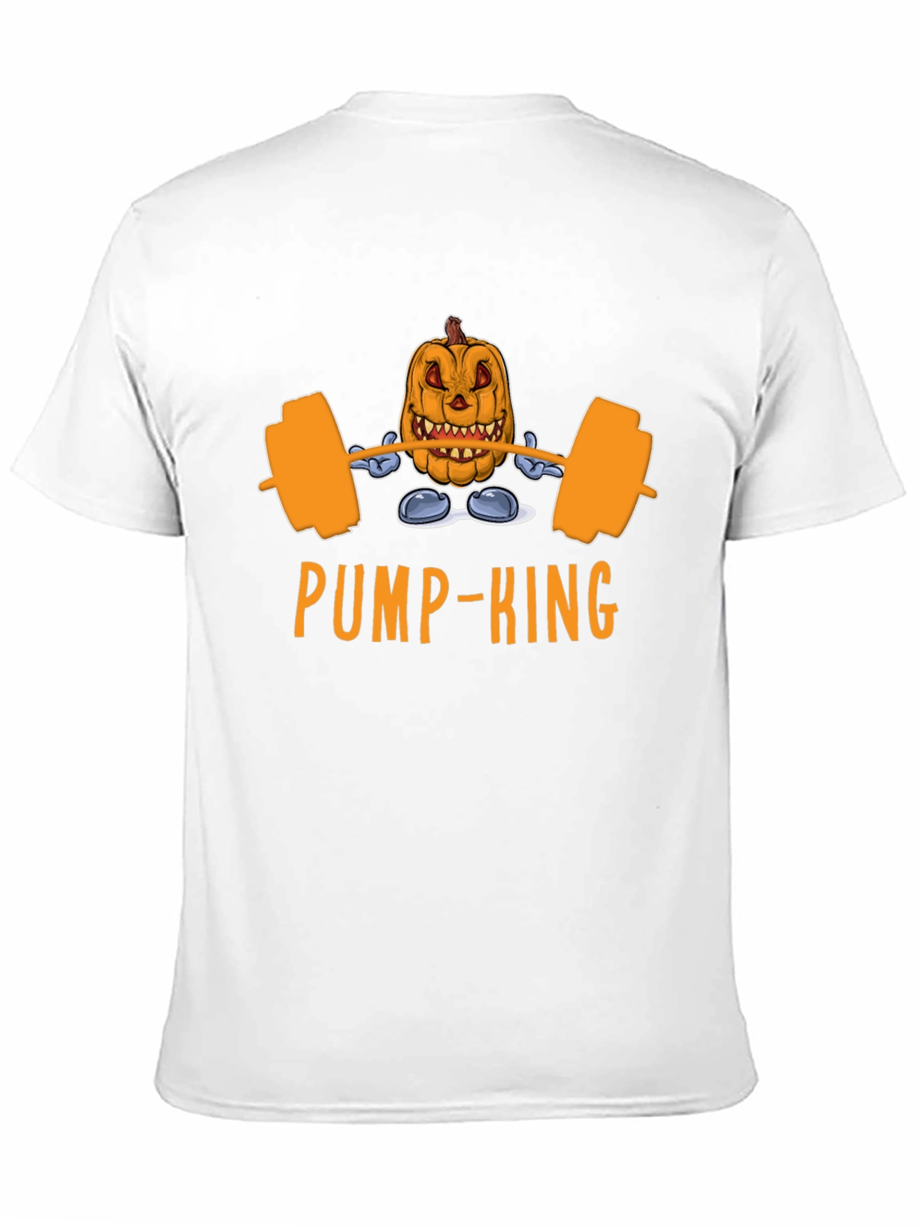 PUMP-KING Halloween Gym T-Shirt - Jacked Pumpkin Barbell