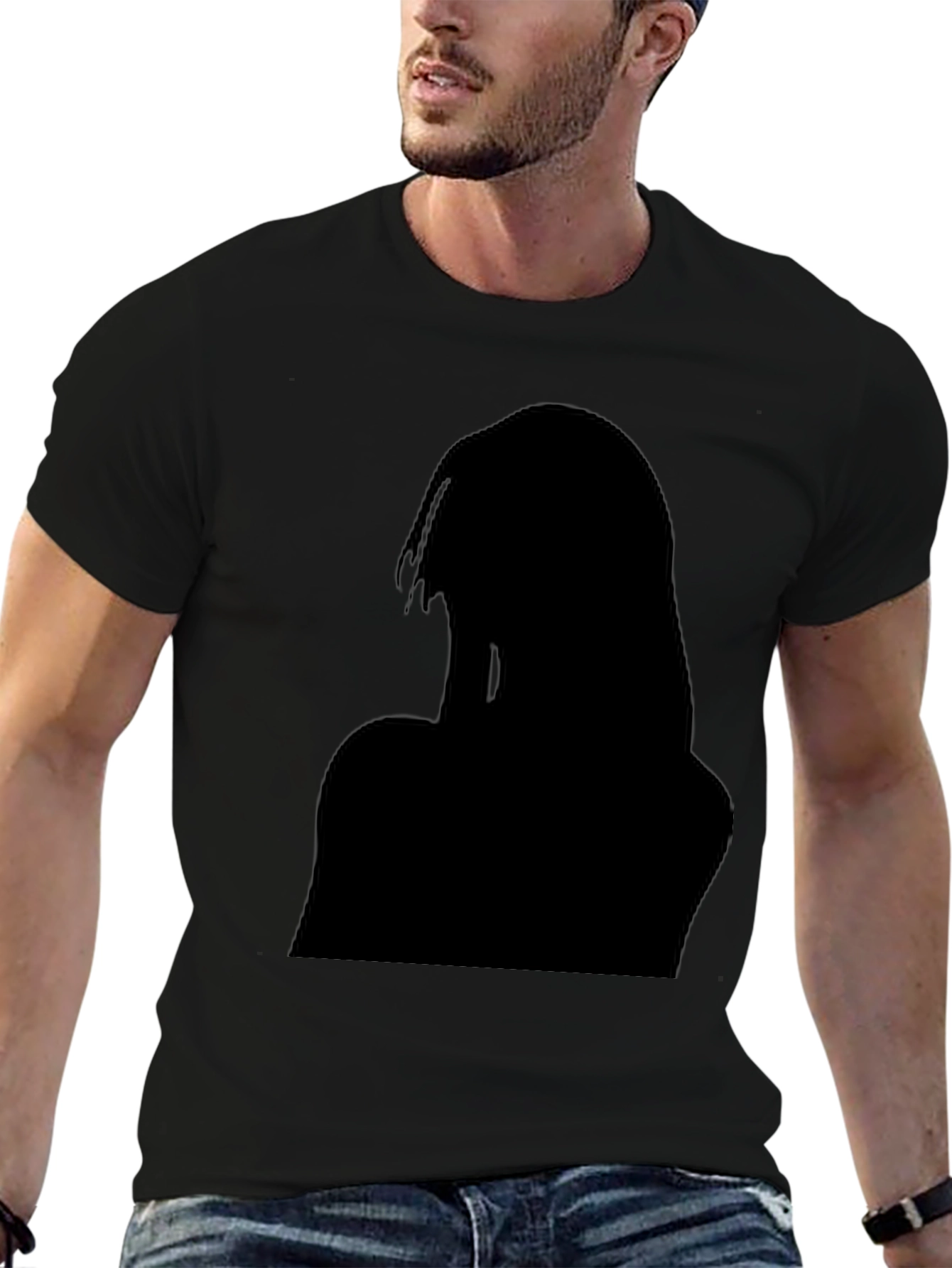 Black Graphic Tee - Silhouette Design
