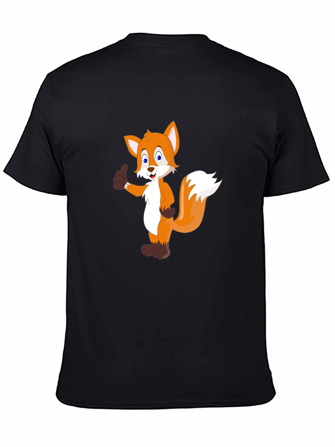 Cartoon Fox Graphic Black T-Shirt