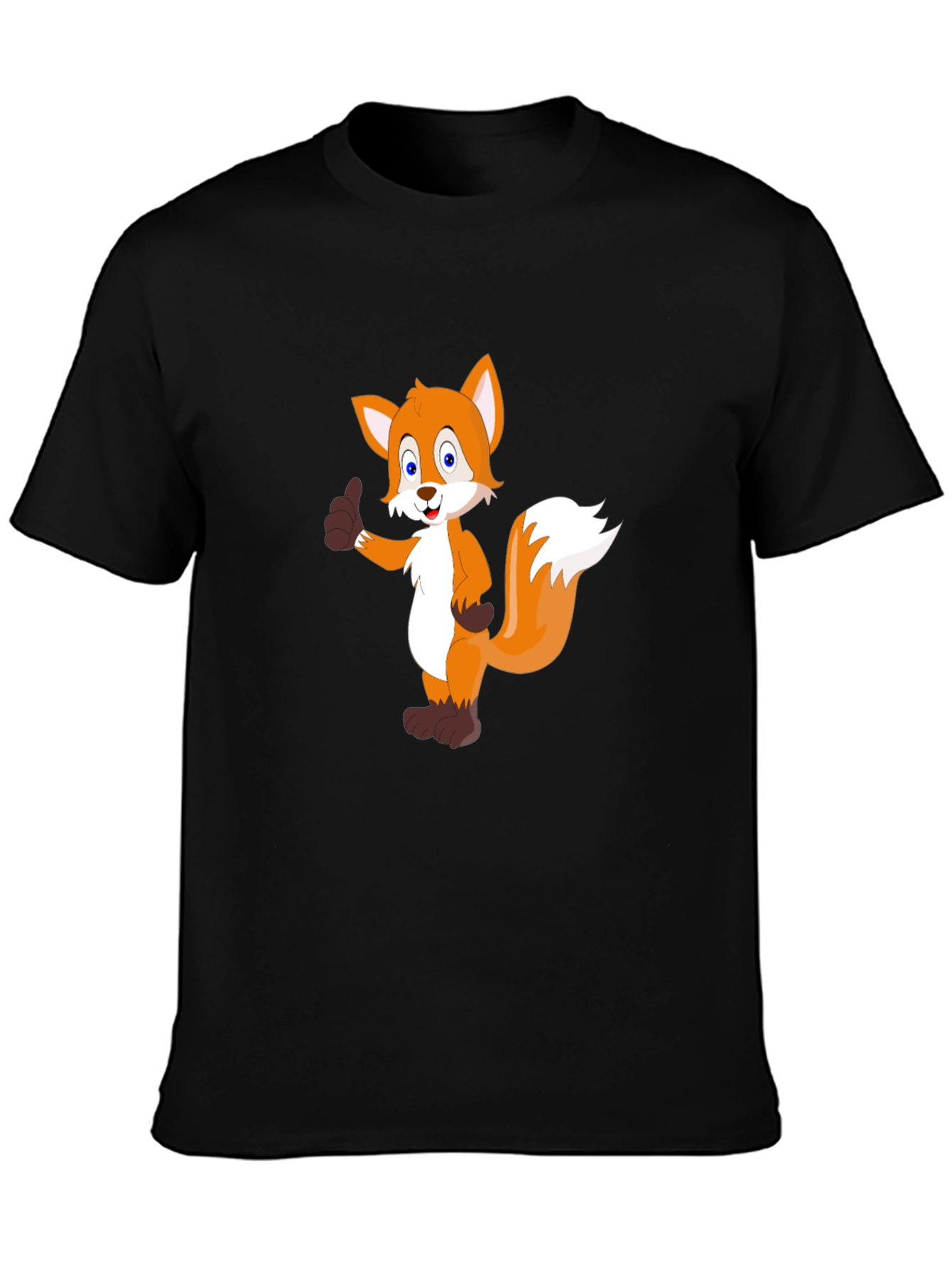 Cartoon Fox Graphic Black T-Shirt