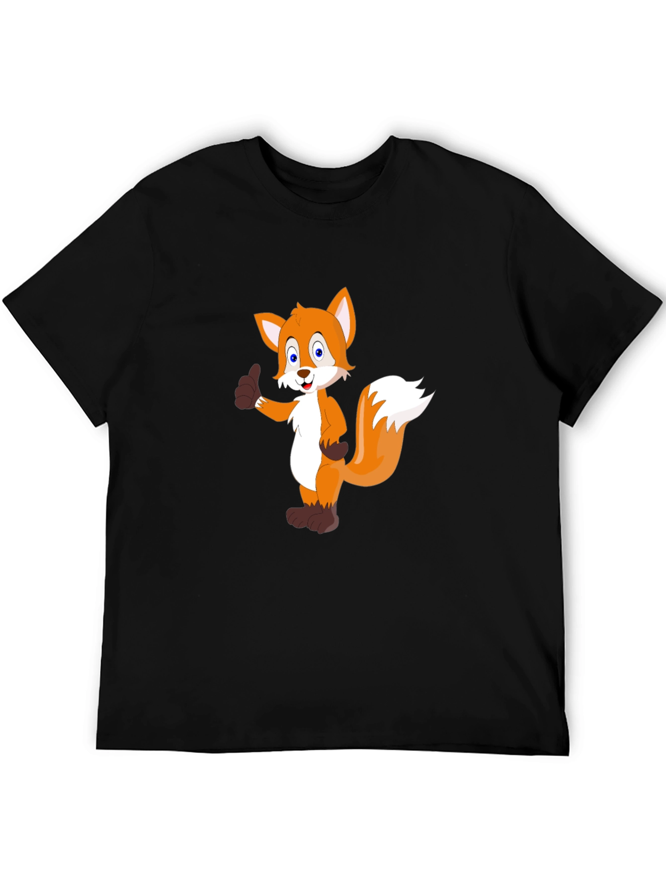 Cartoon Fox Graphic Black T-Shirt