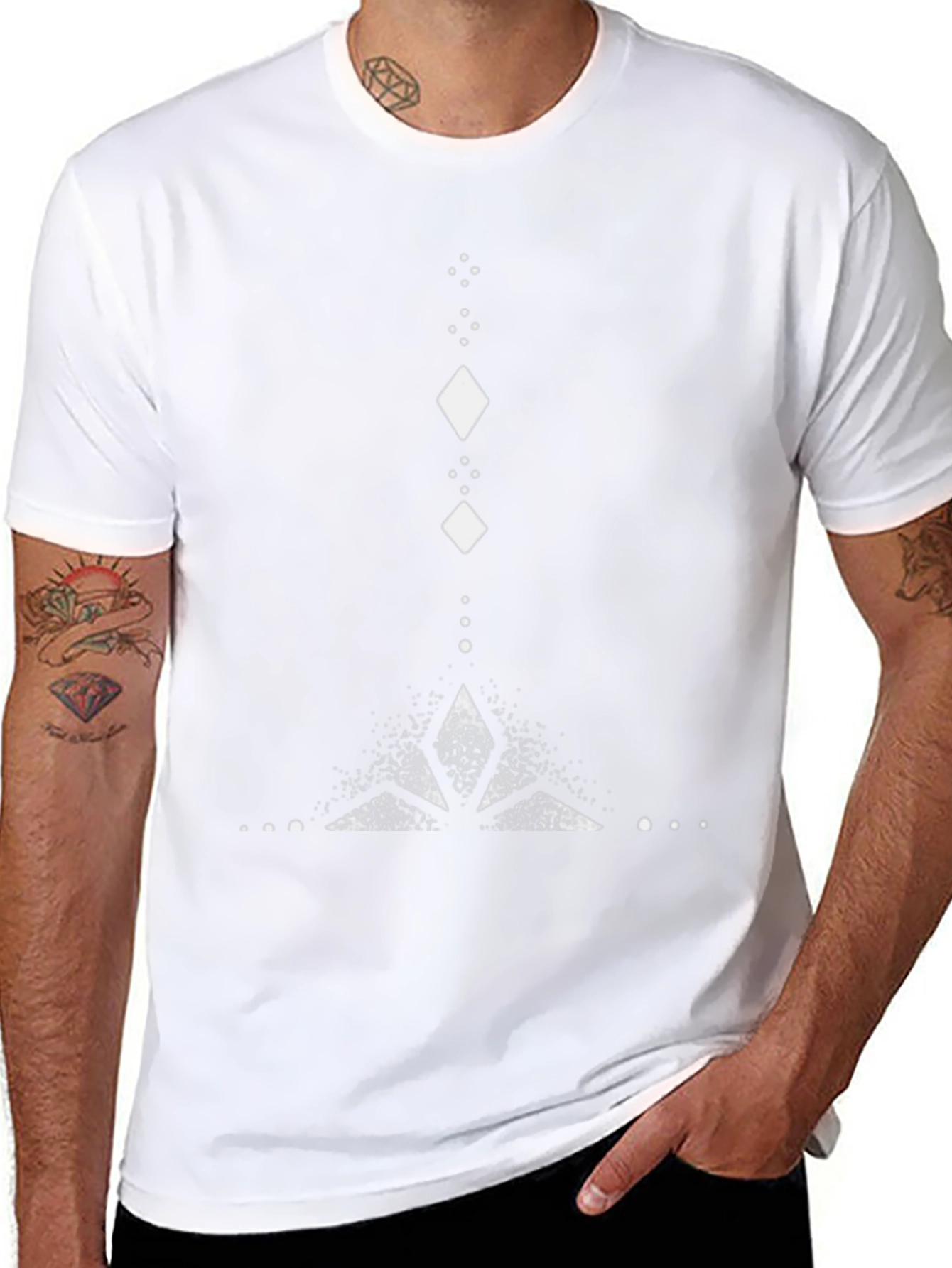 Geometric Diamond Print Black T-Shirt