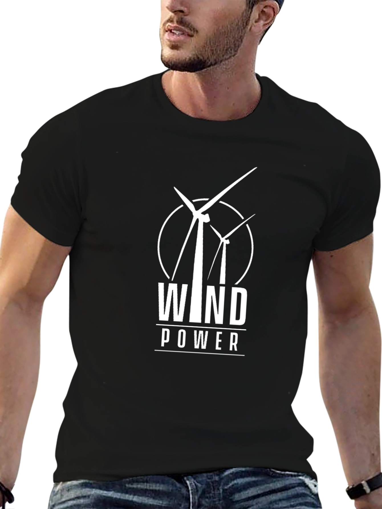 Wind Power T-Shirt - Black Eco-Friendly Design