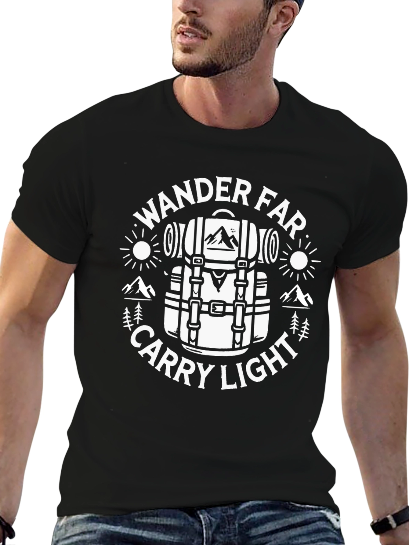 Wander Far Carry Light Black Graphic Tee