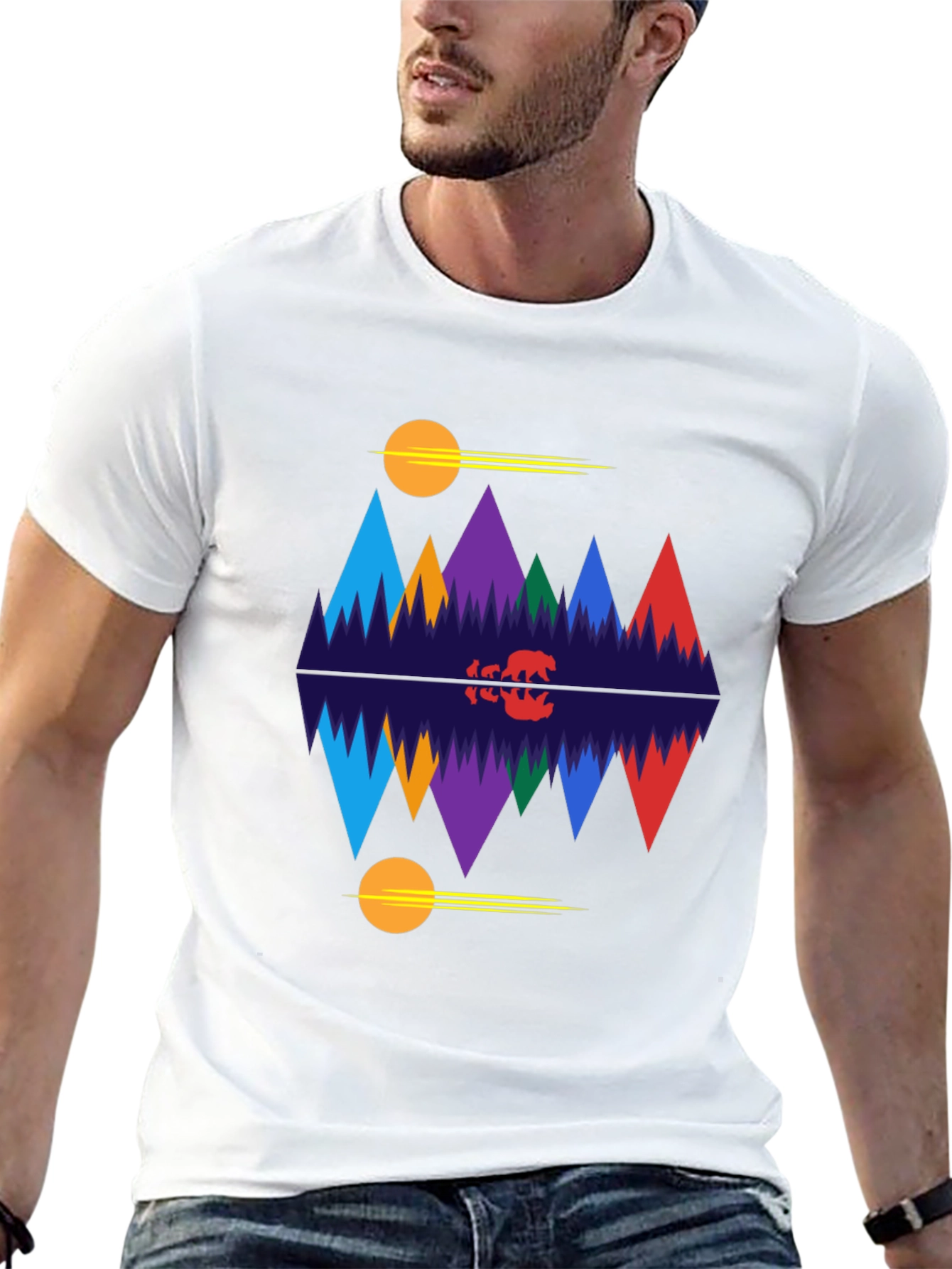 Mountain Scene Graphic Tee - Black