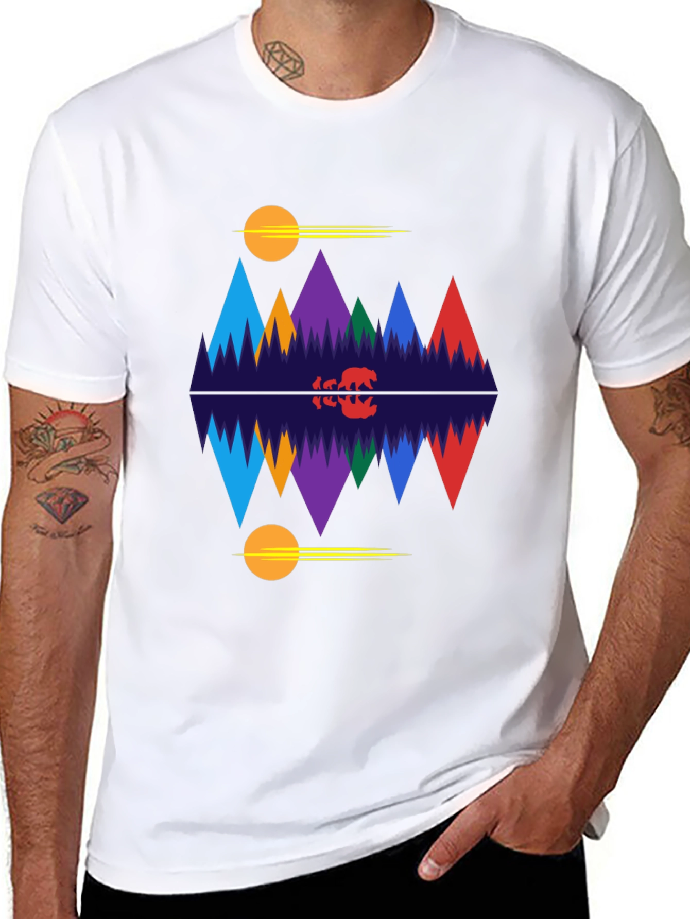Mountain Scene Graphic Tee - Black