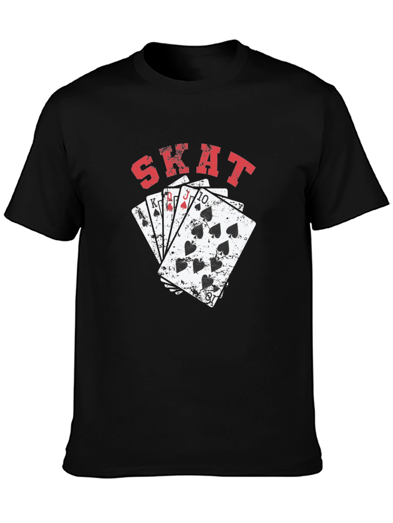 Skat Card Game Graphic Tee - Black Casual T-Shirt
