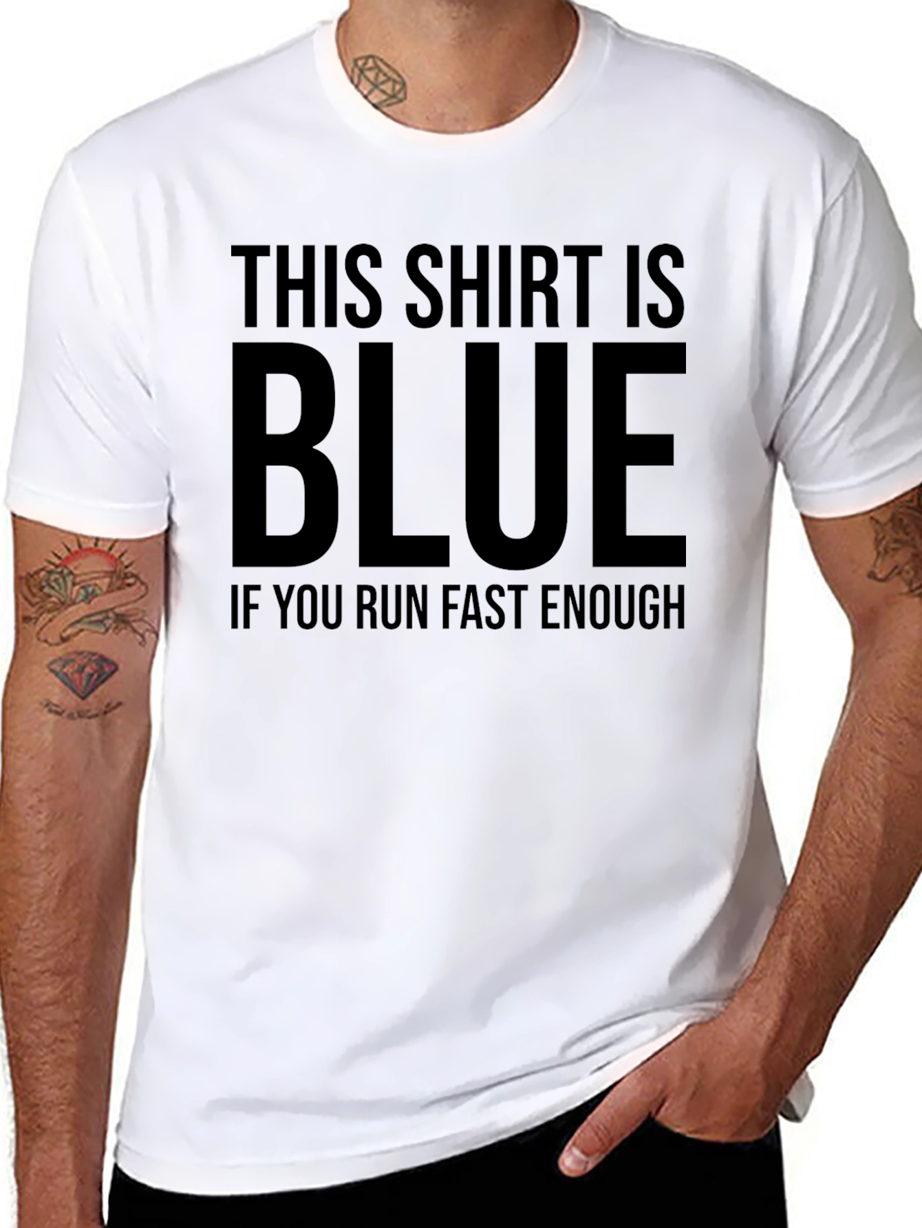 Humorous Blue Graphic T-Shirt