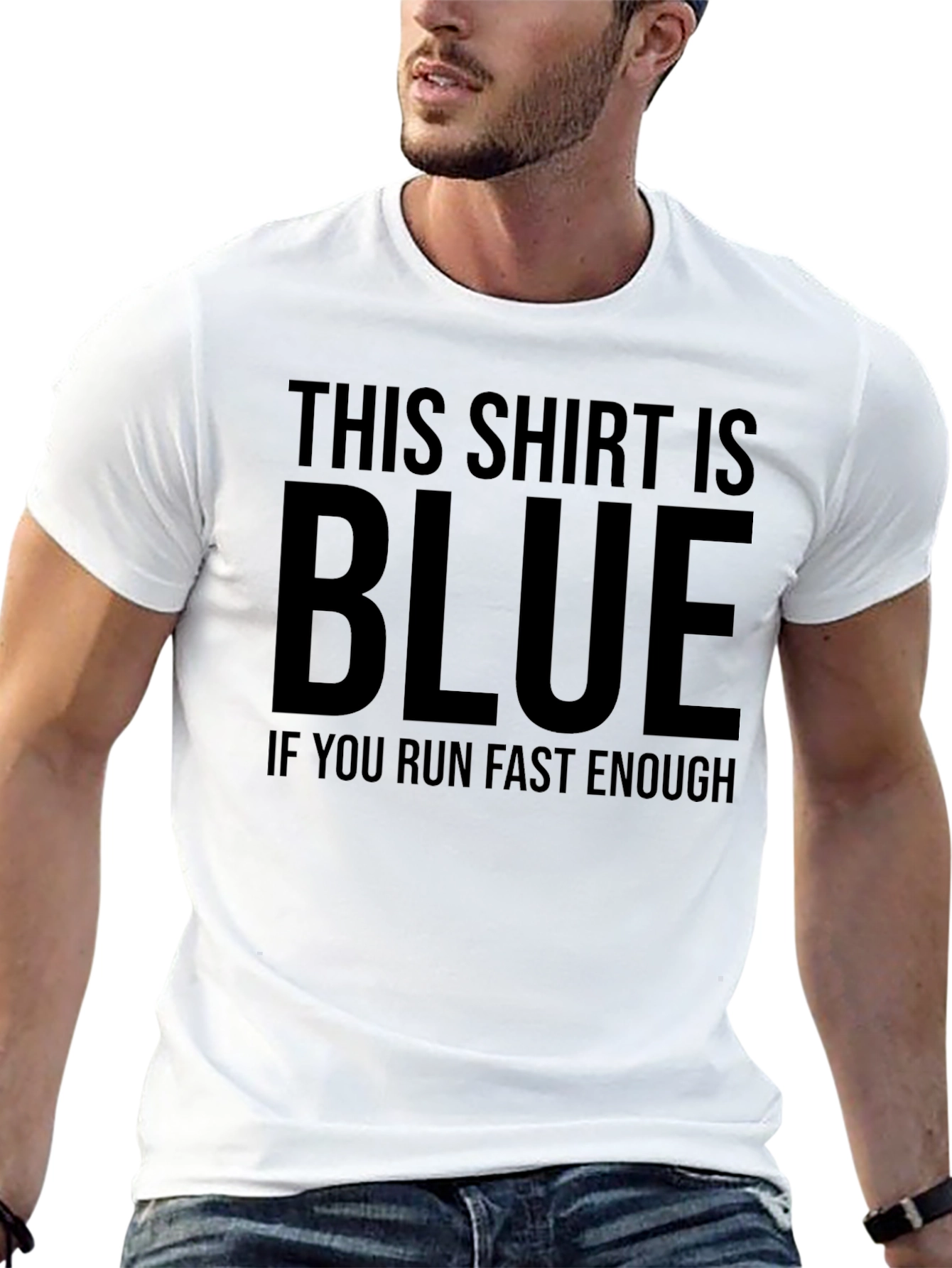 Humorous Blue Graphic T-Shirt