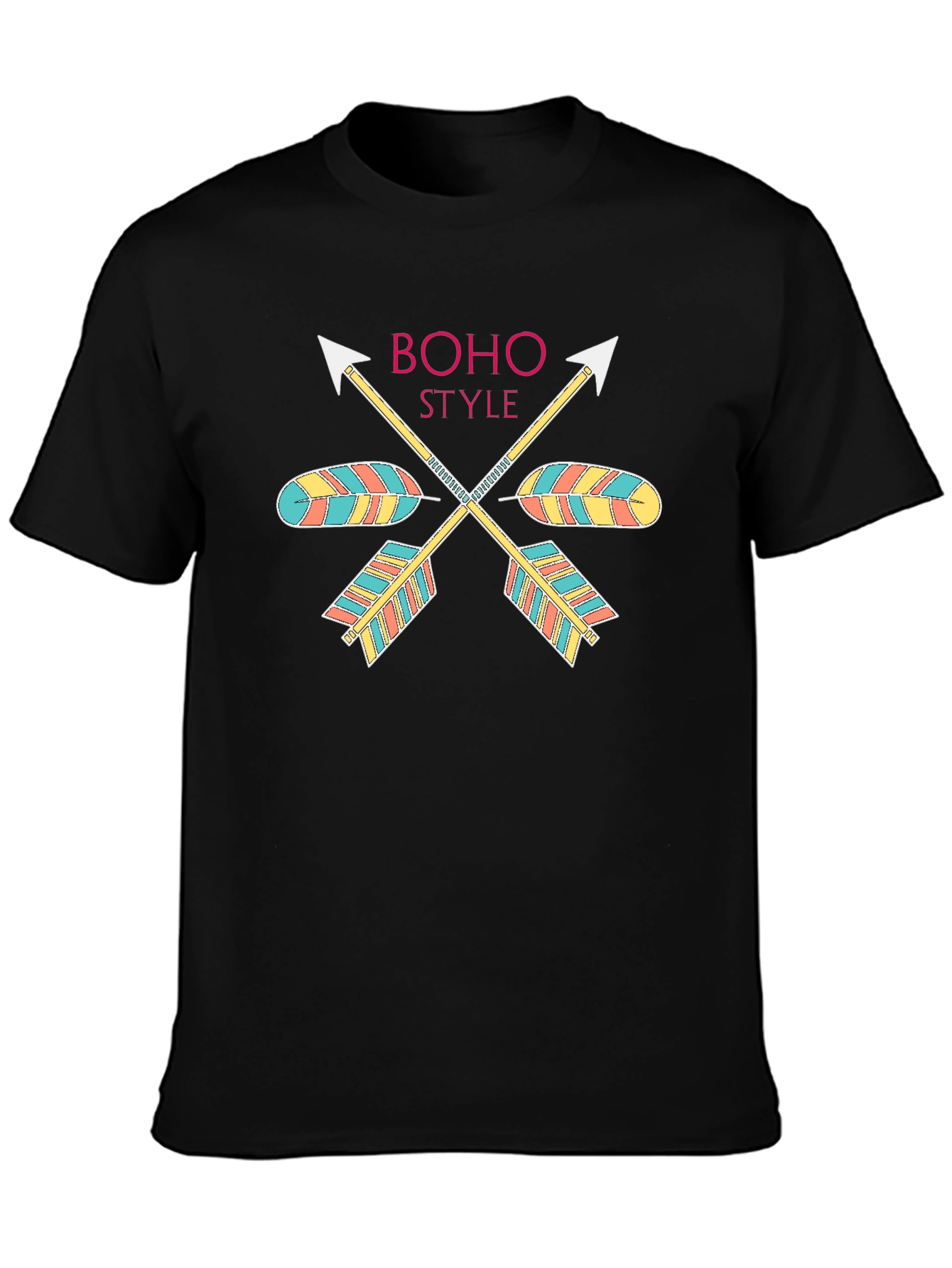 Boho Style Arrow Graphic Black T-Shirt