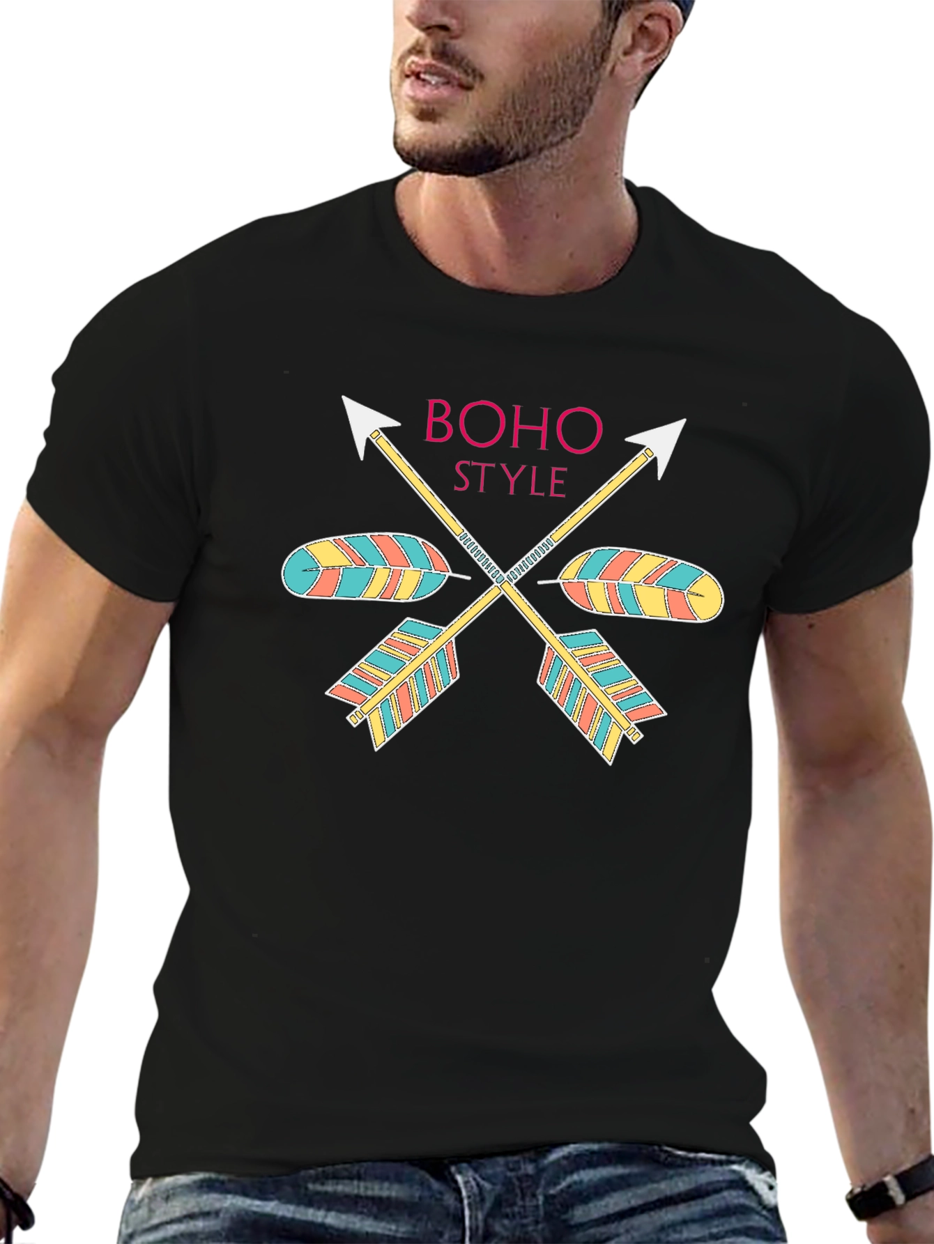 Boho Style Arrow Graphic Black T-Shirt