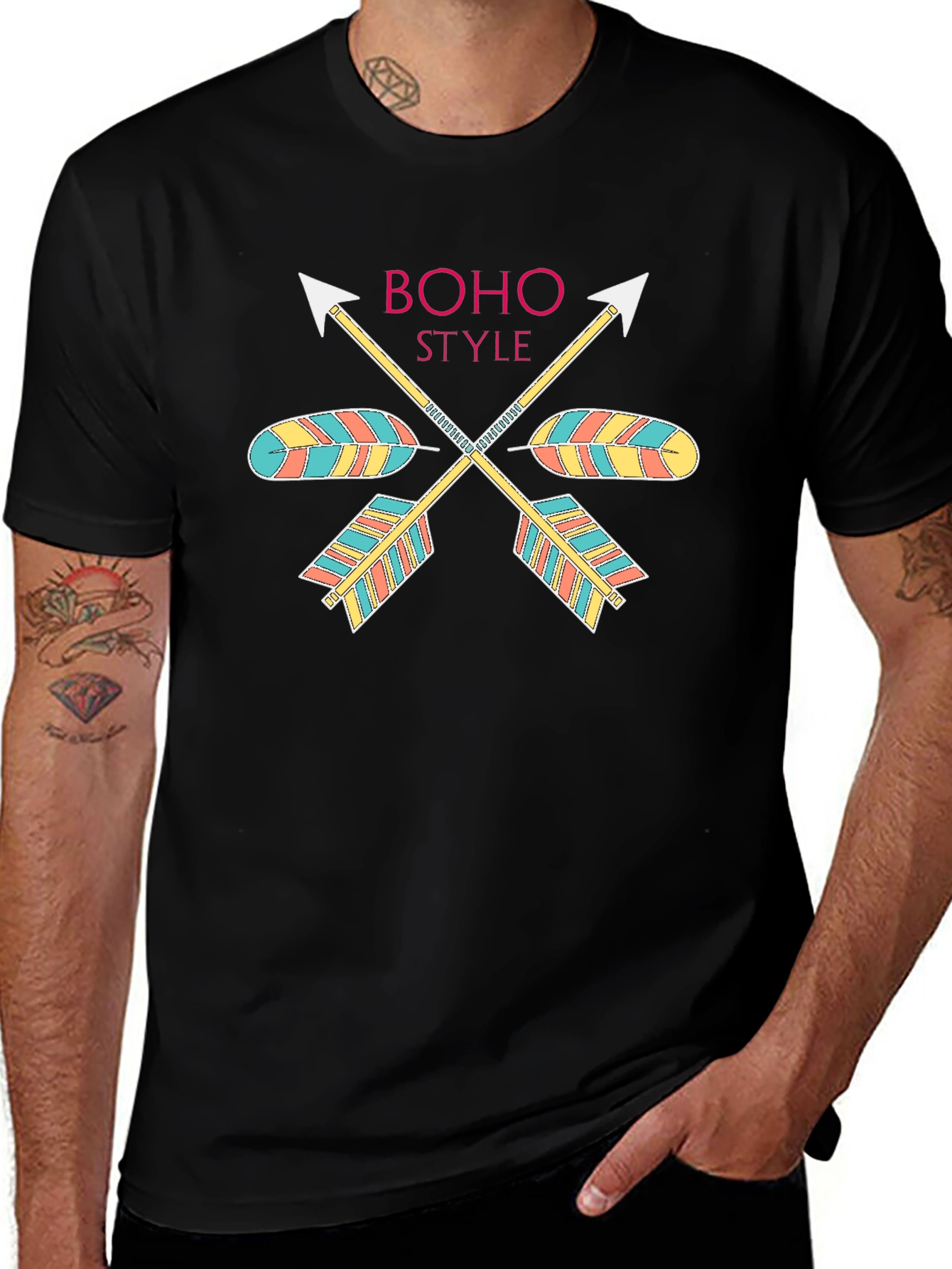Boho Style Arrow Graphic Black T-Shirt