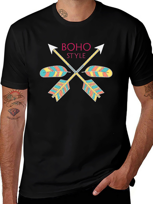 Boho Style Arrow Graphic Black T-Shirt
