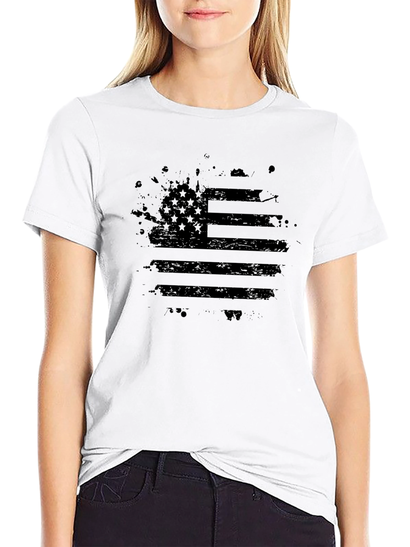 Distressed American Flag Graphic T-Shirt