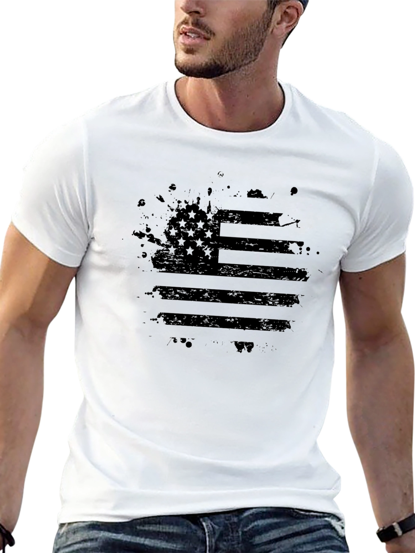 Distressed American Flag Graphic T-Shirt
