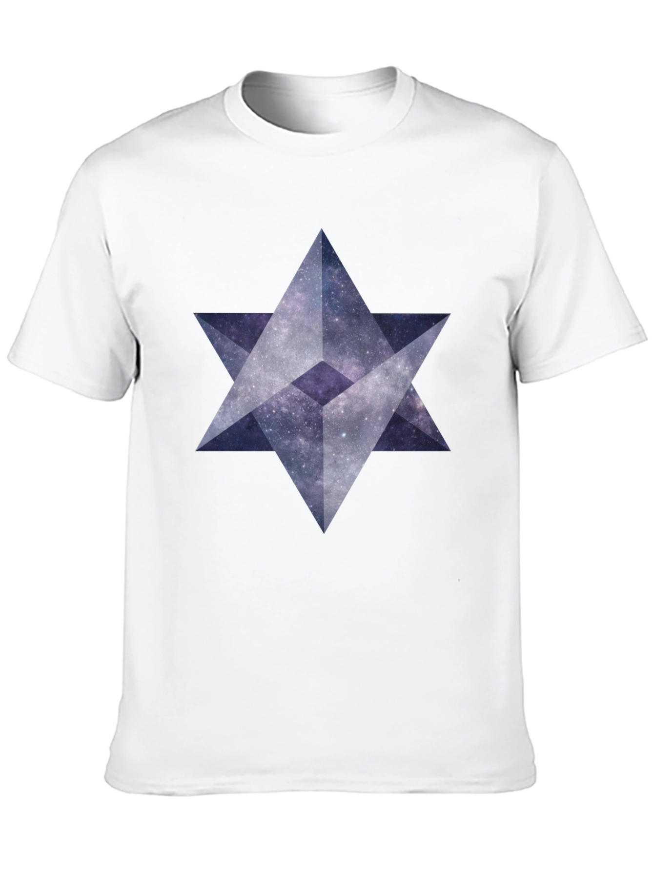 Geometric Star Galaxy Print Black T-Shirt