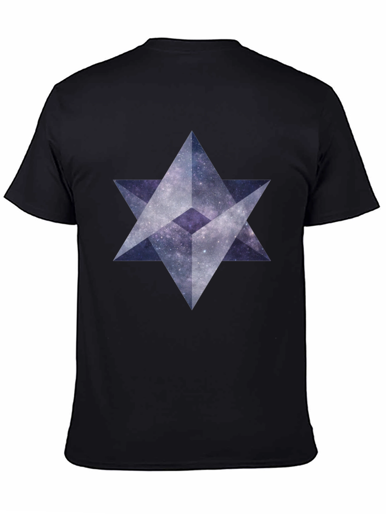 Geometric Star Galaxy Print Black T-Shirt