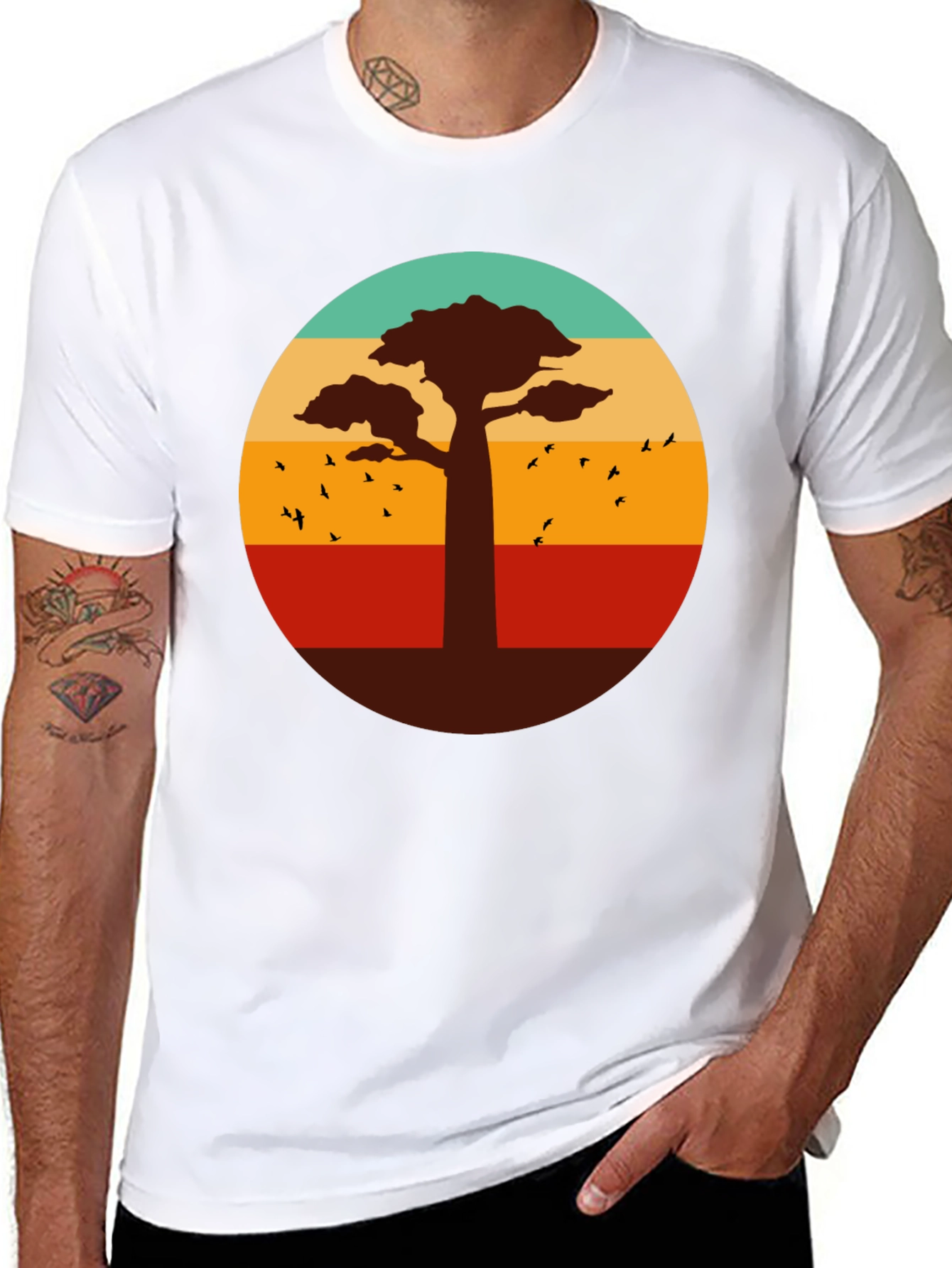 Retro Baobab Tree Graphic T-Shirt