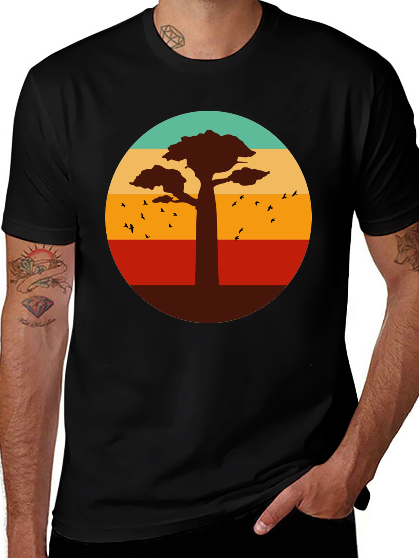 Retro Baobab Tree Graphic T-Shirt