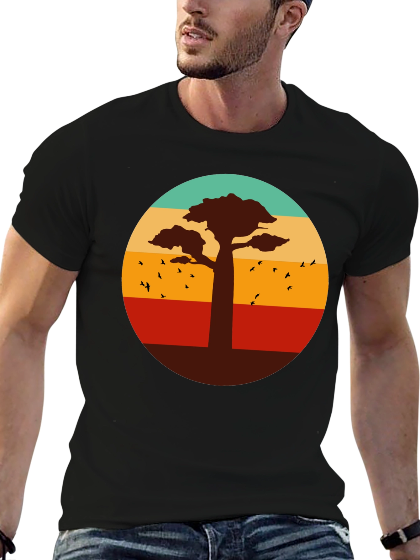 Retro Baobab Tree Graphic T-Shirt