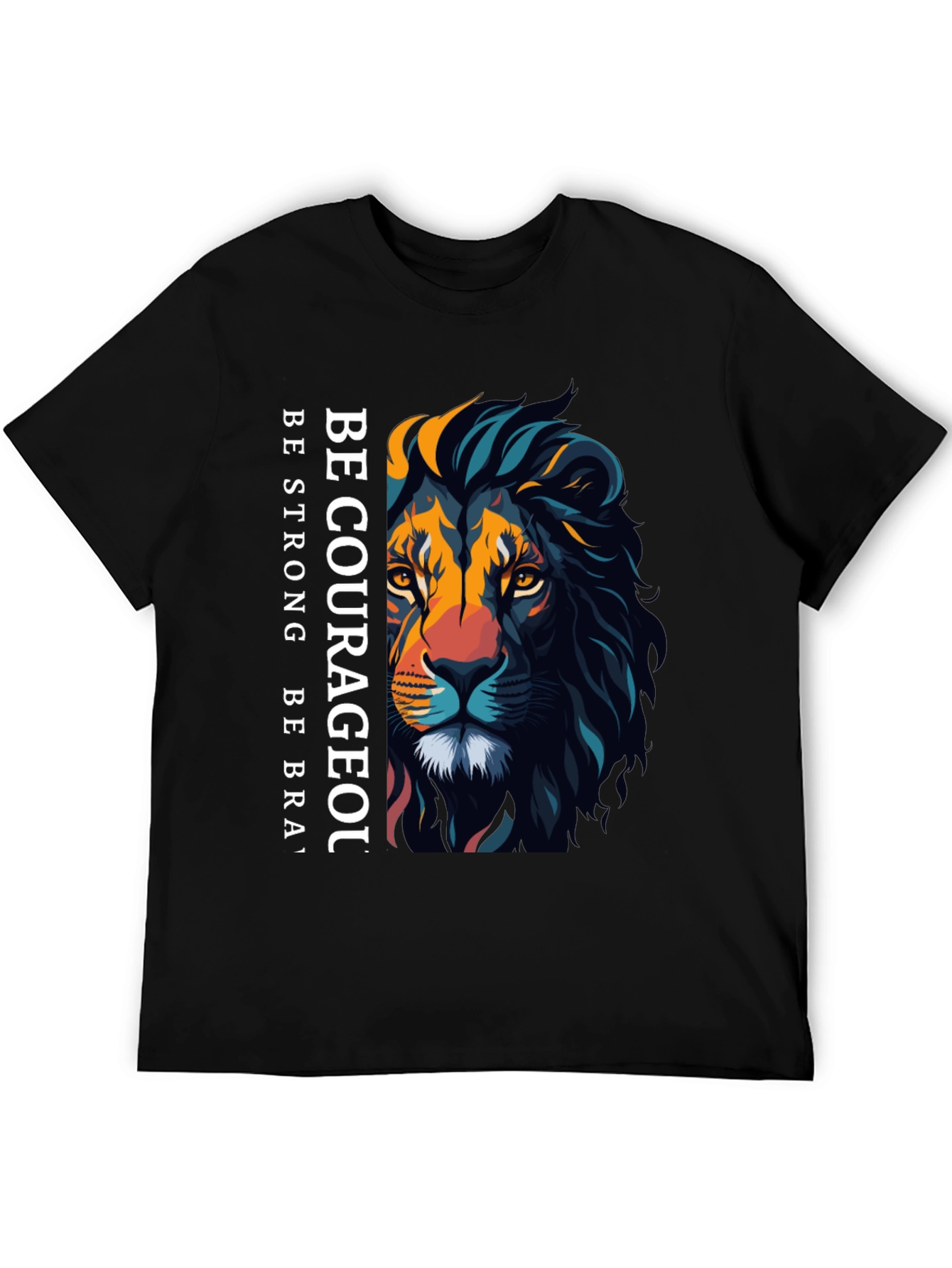 Be Courageous Lion Graphic Tee - Black