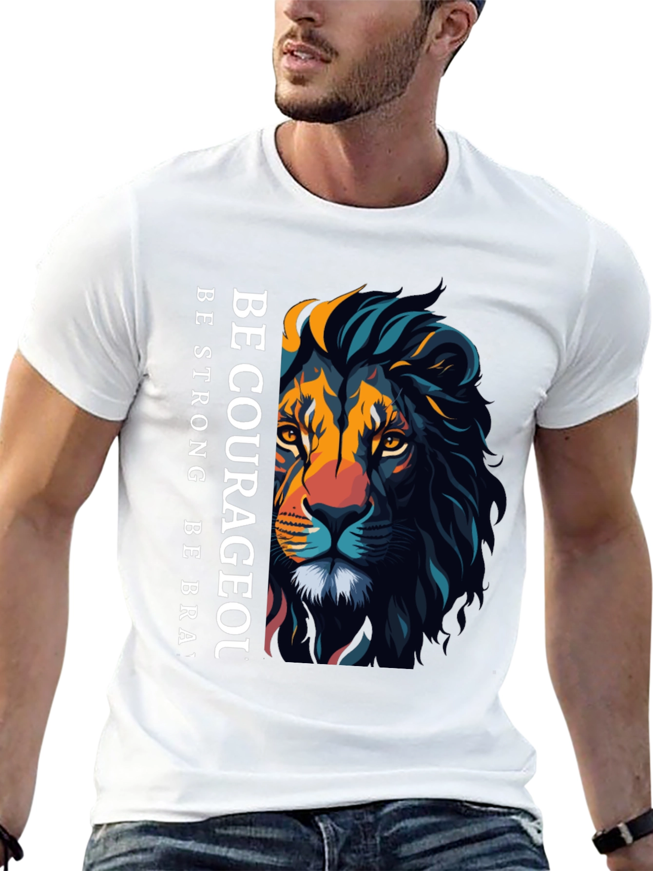 Be Courageous Lion Graphic Tee - Black