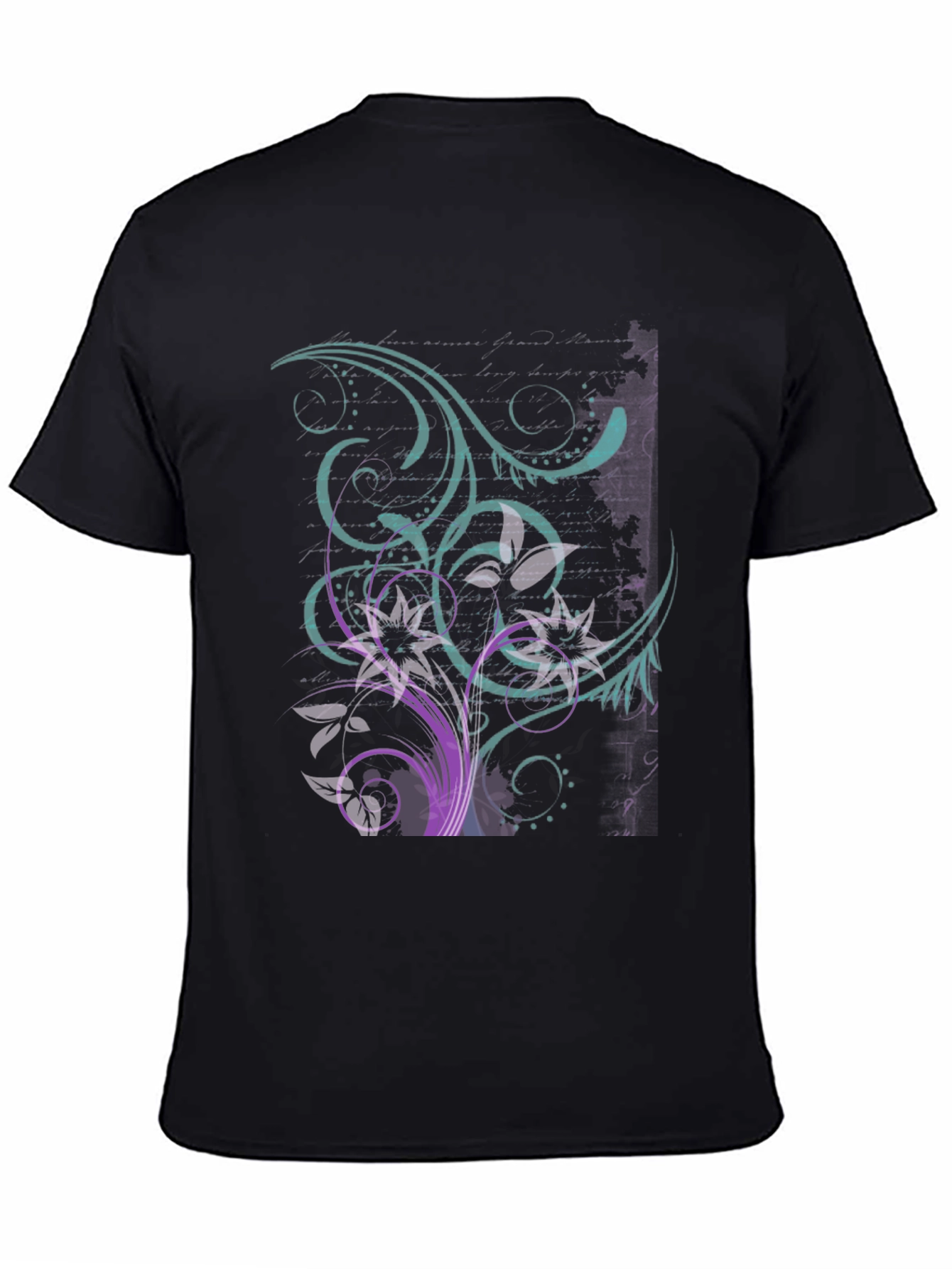 Floral Swirl Graphic Tee - Black