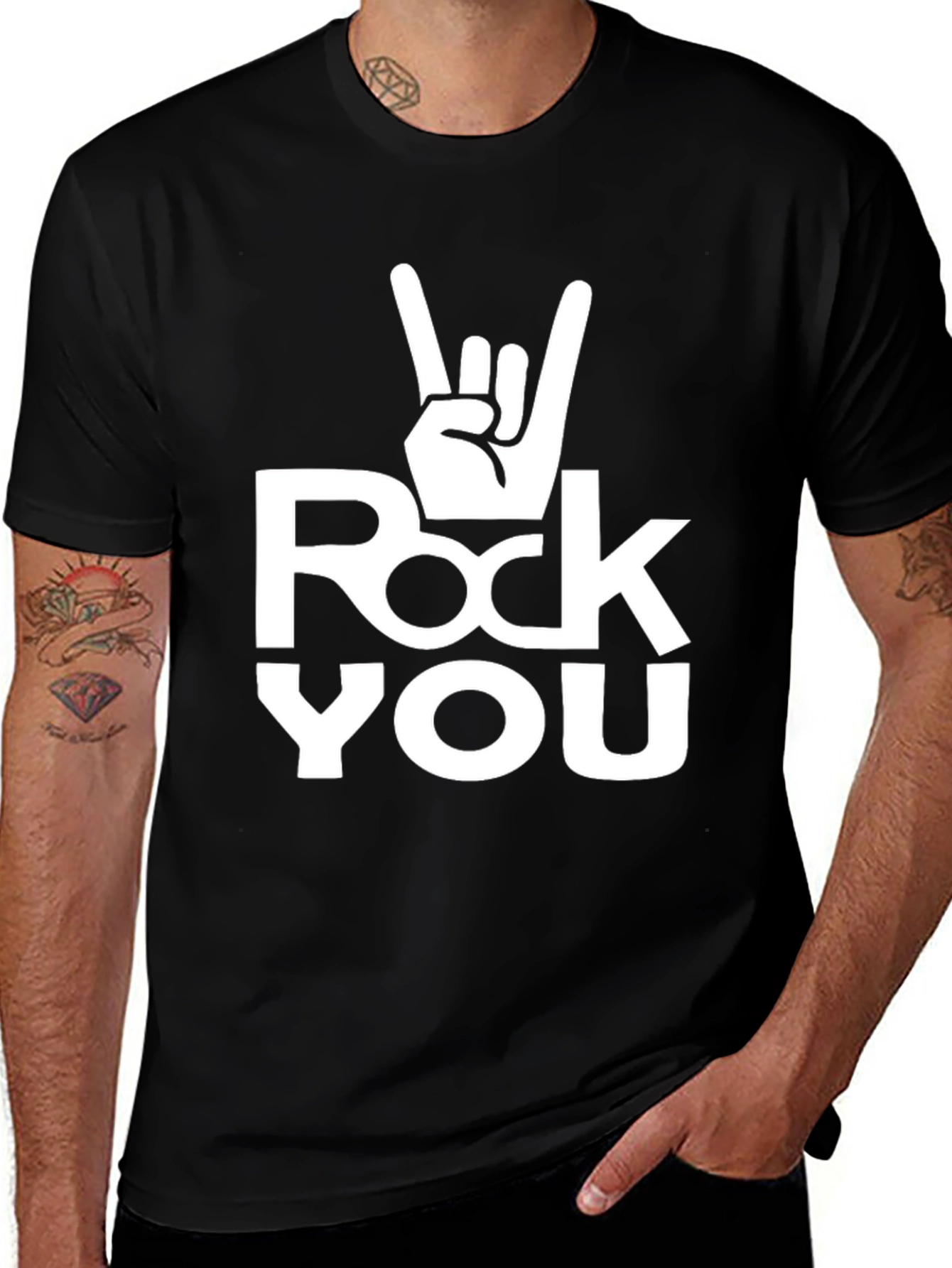 Rock You Black Graphic T-Shirt