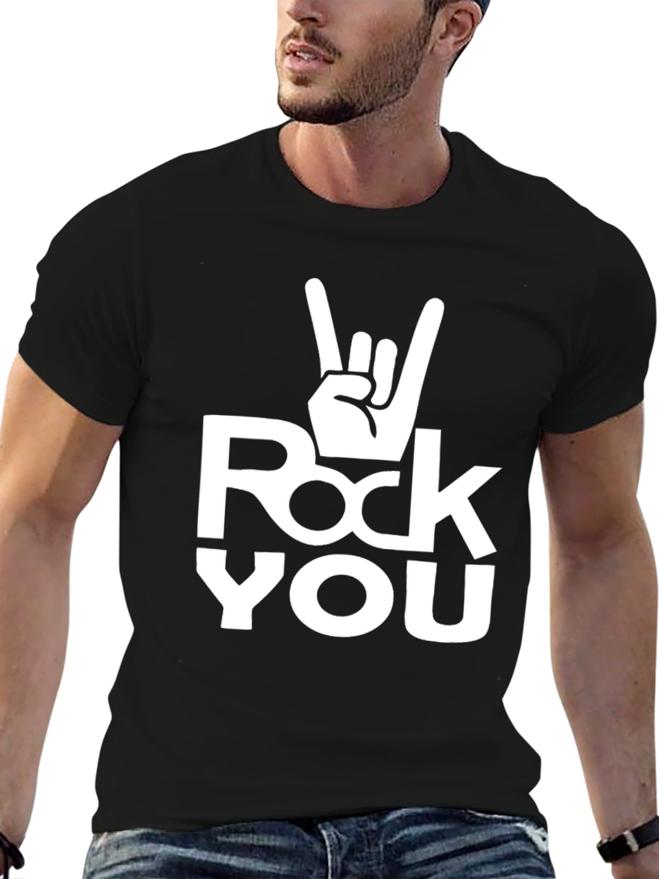 Rock You Black Graphic T-Shirt
