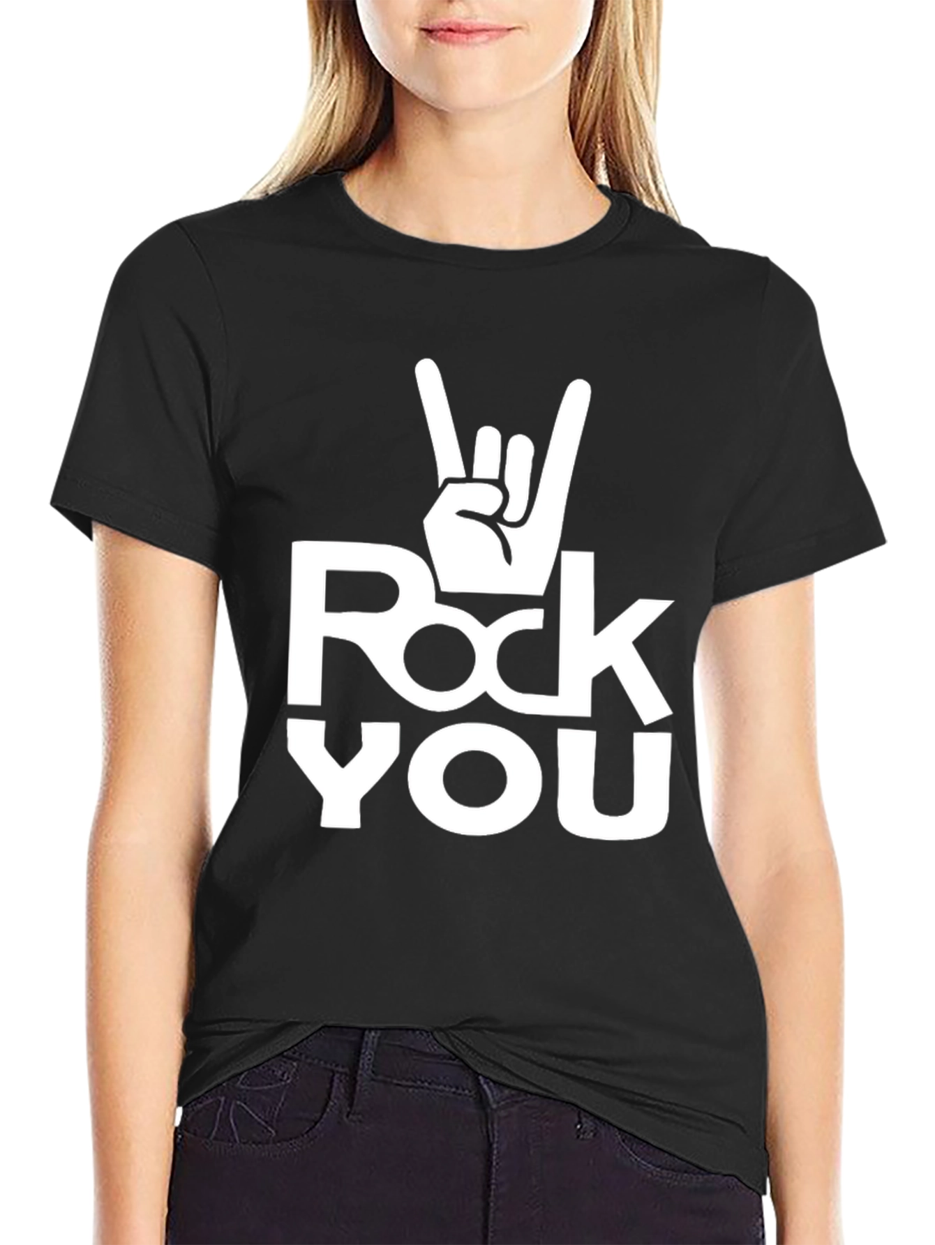 Rock You Black Graphic T-Shirt
