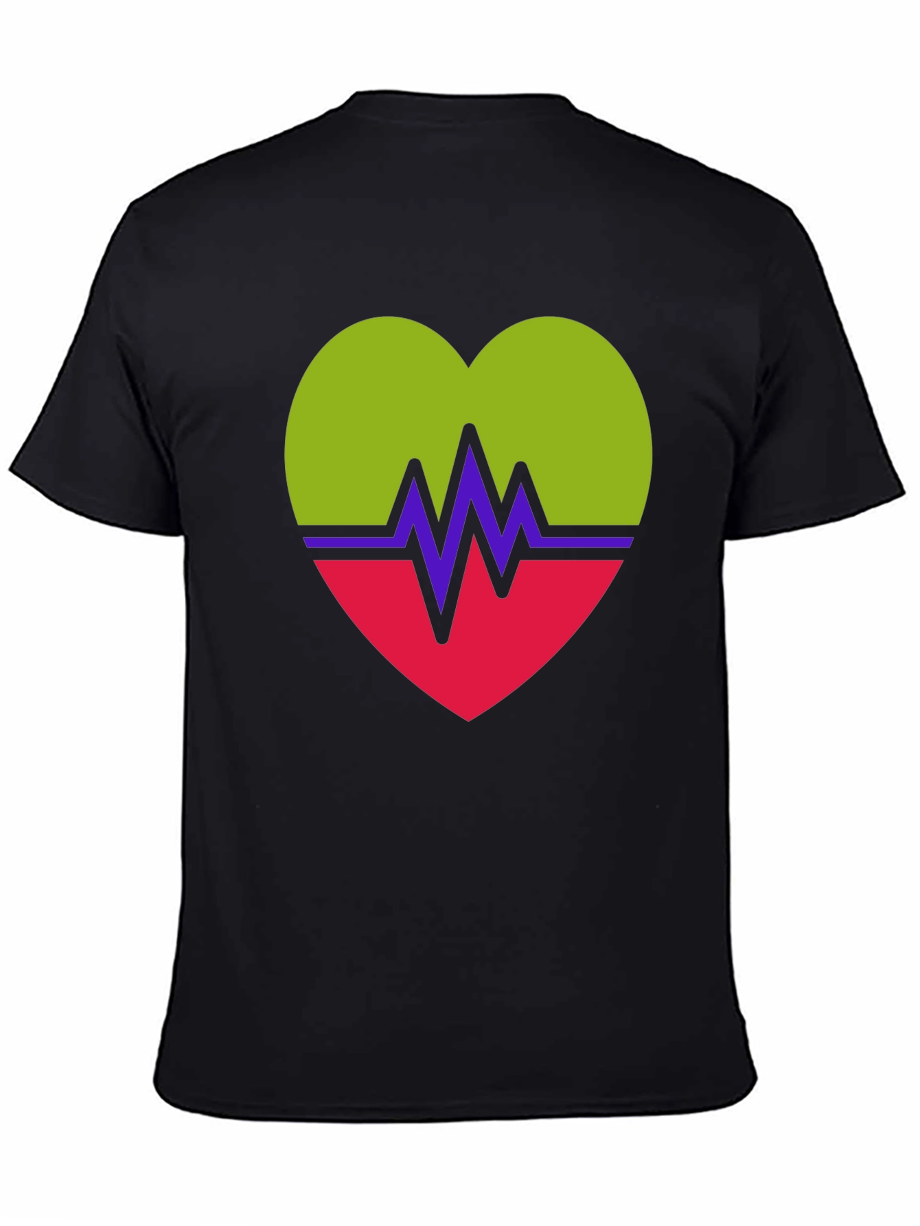 Heartbeat Heart Graphic Tee - Casual Crew Neck T-Shirt