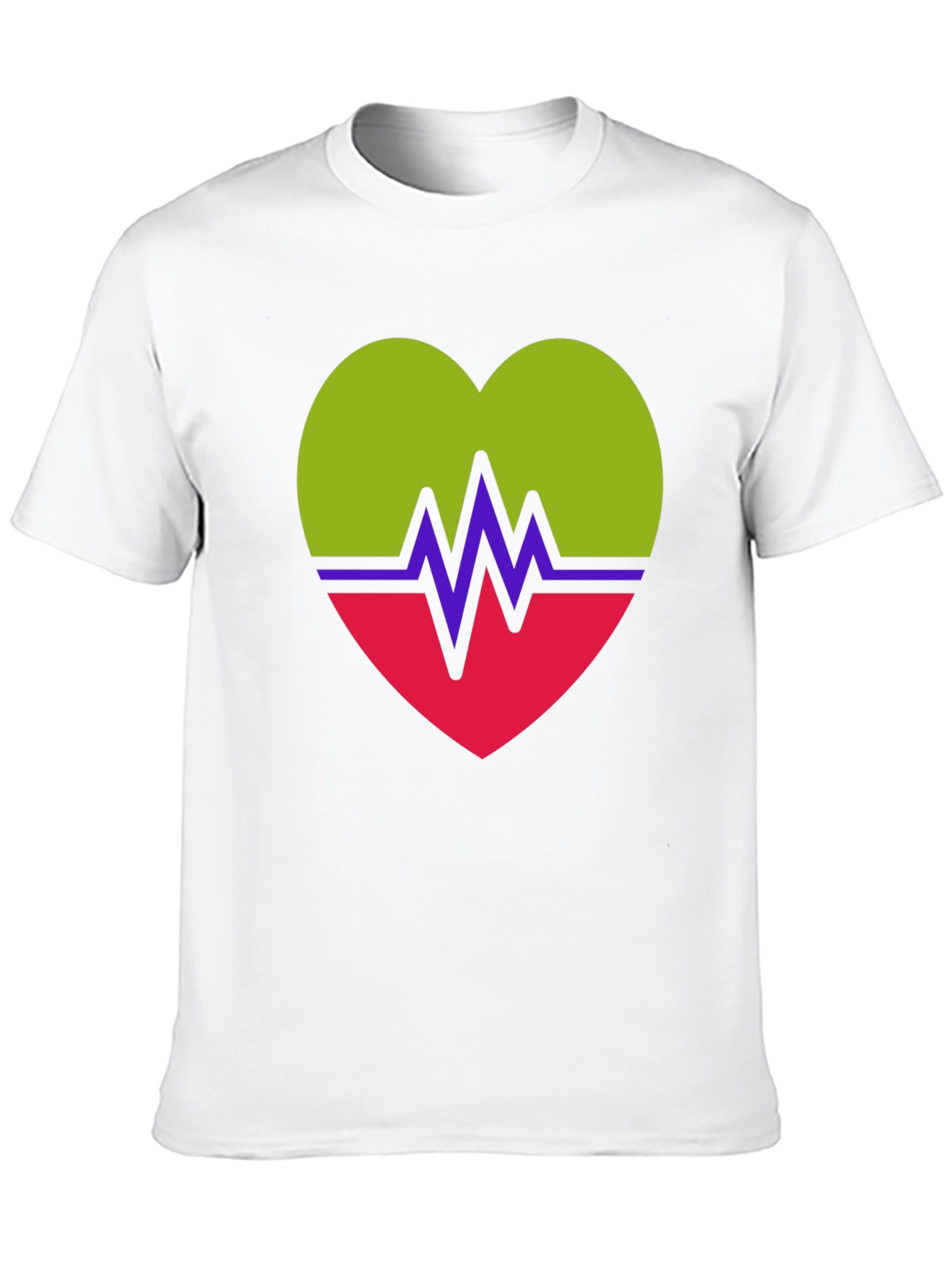Heartbeat Heart Graphic Tee - Casual Crew Neck T-Shirt